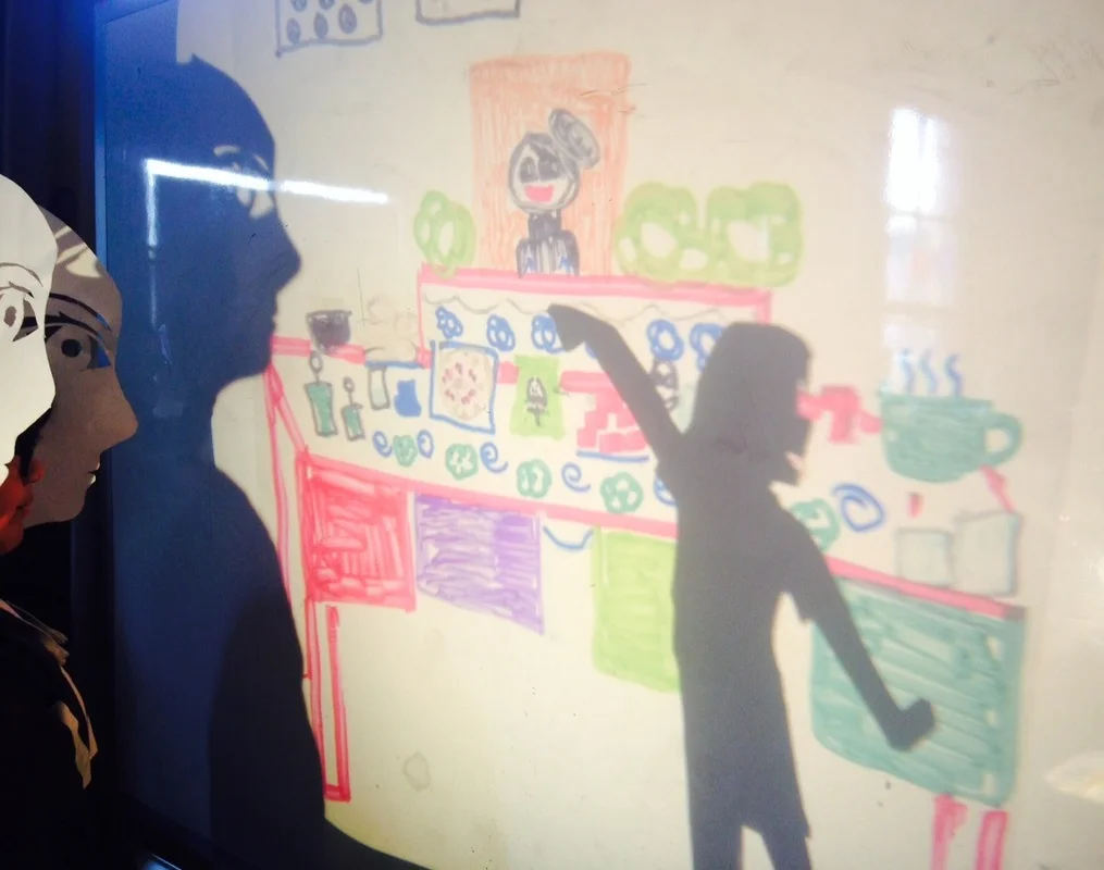 Everett MS student shadow play rehearsal