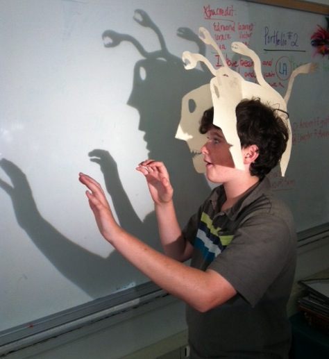   Student with shadow mask  
