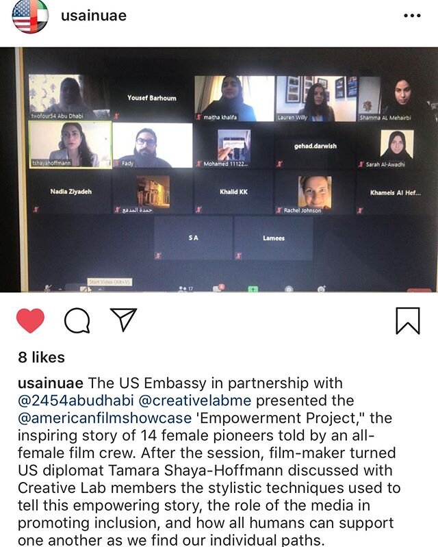 We are so proud The Empowerment Project lives on! Today there was a virtual screening of the film in the UAE thanks to the US Embassy UAE + @americanfilmshowcase 👏👏👏 You can watch the film on iTunes or Amazon ✨ @indieflixmovies #empowermentproject