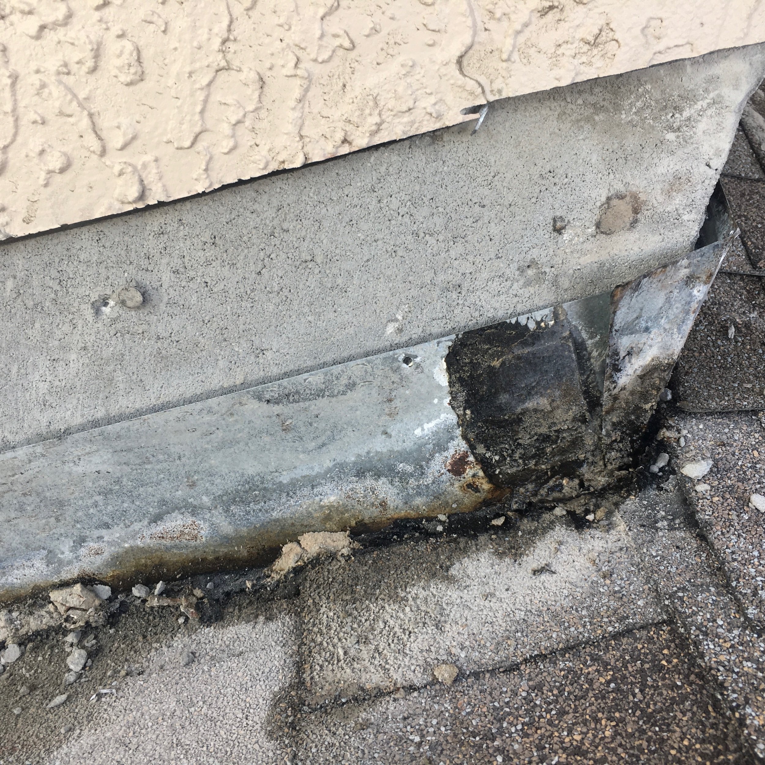 Damaged roof flashing