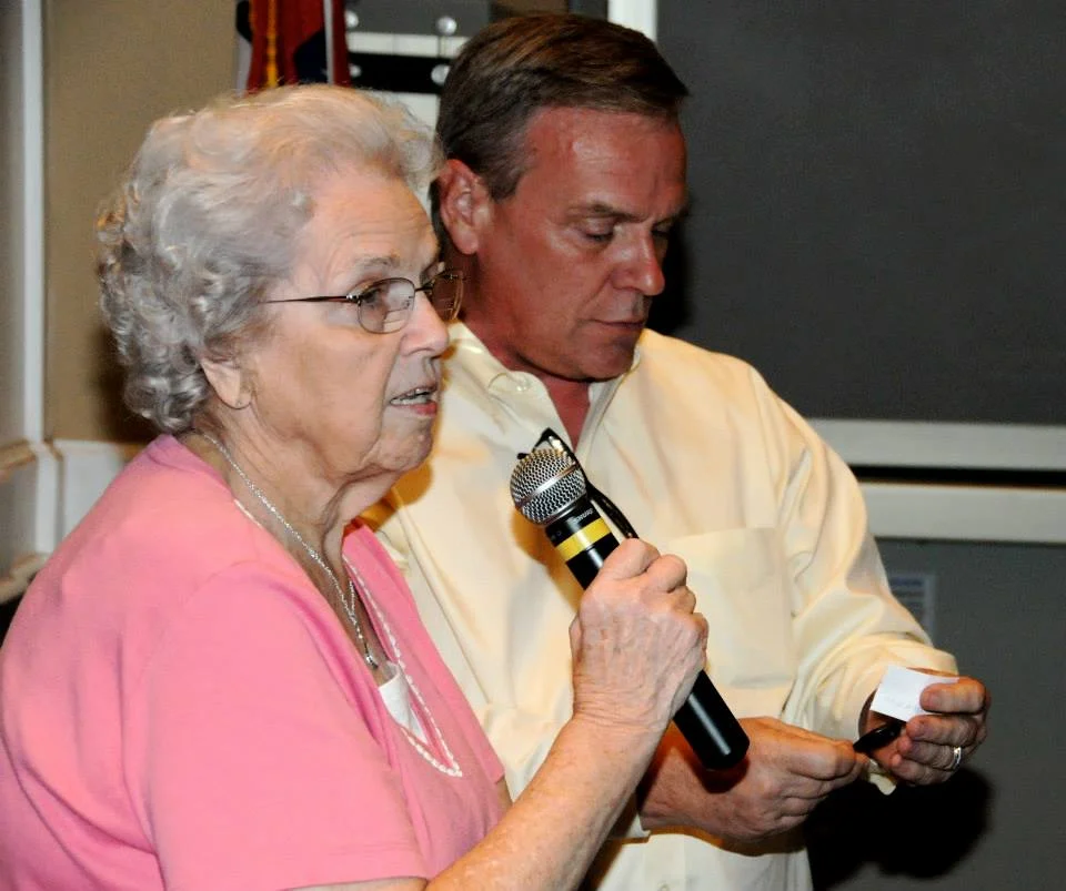Geneva bowlin and Hugh present the car. .jpg