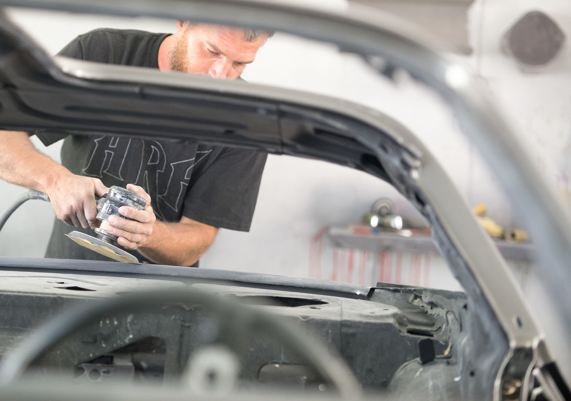 Painting and Sanding Area at Minnesota Hot Rod Factory 