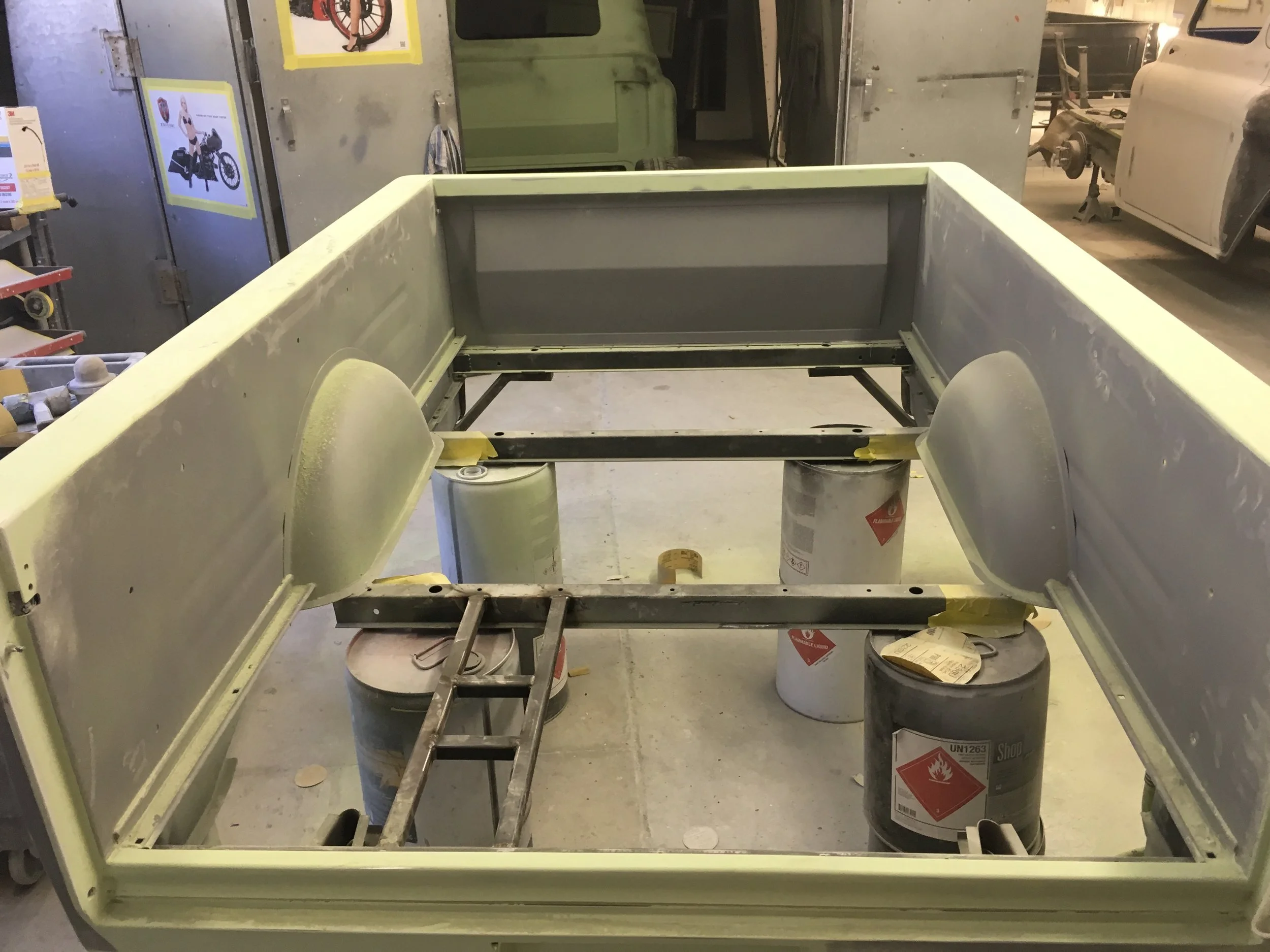 More 55 Chevy bed, sanding the primer