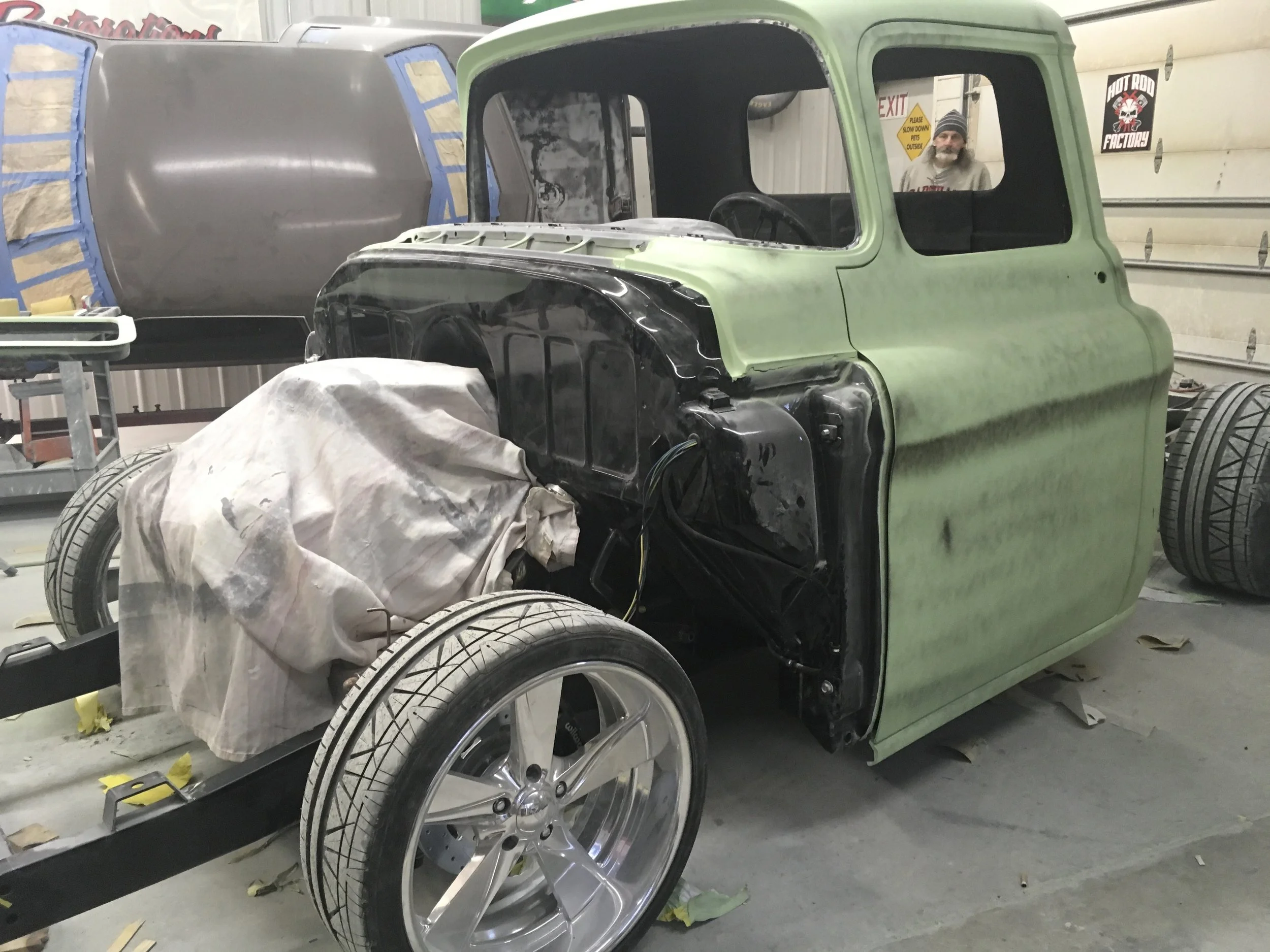 55 Chevy truck, taking apart getting ready for paint