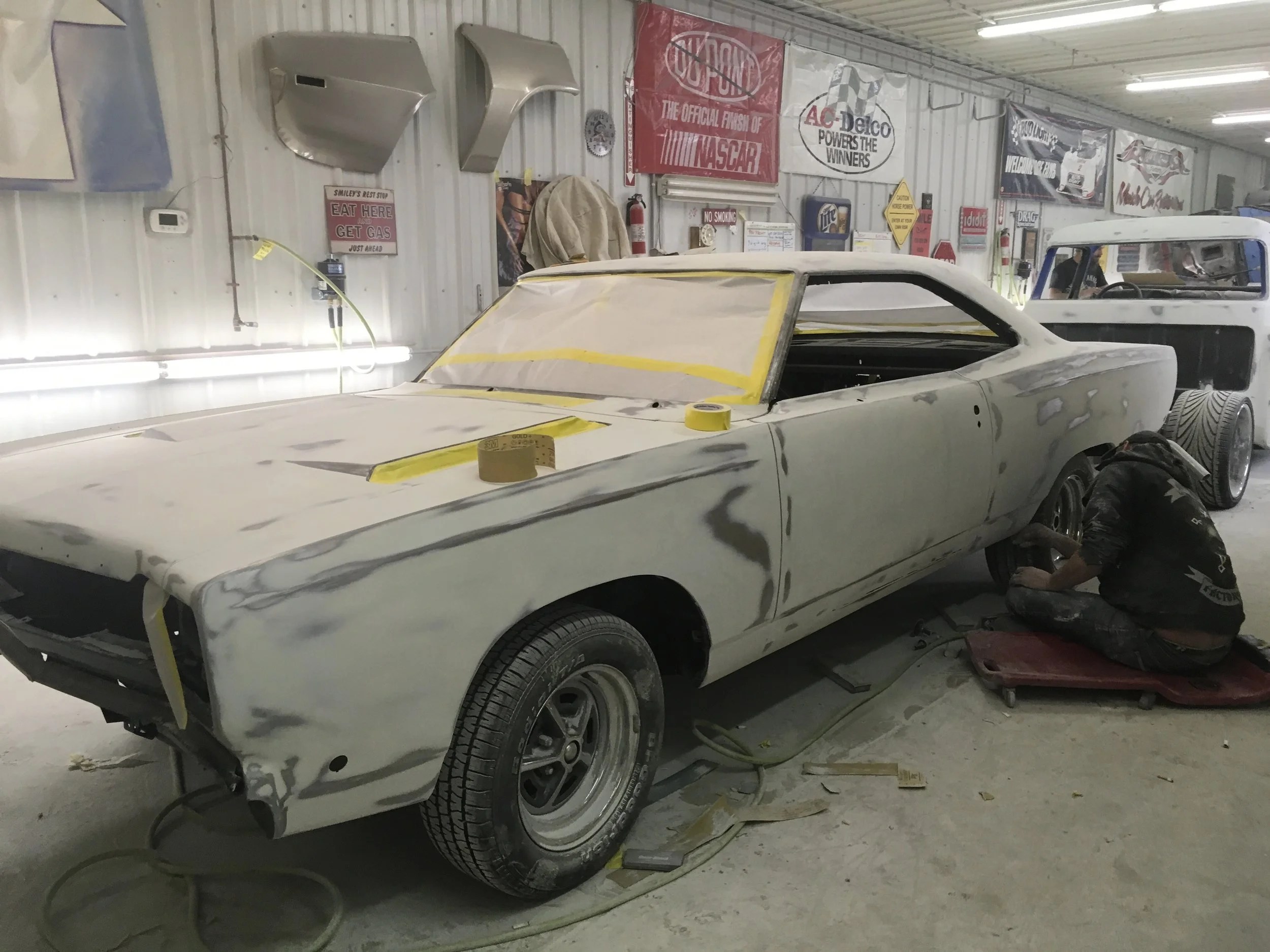 Taping getting ready to prime, 1968 GTX