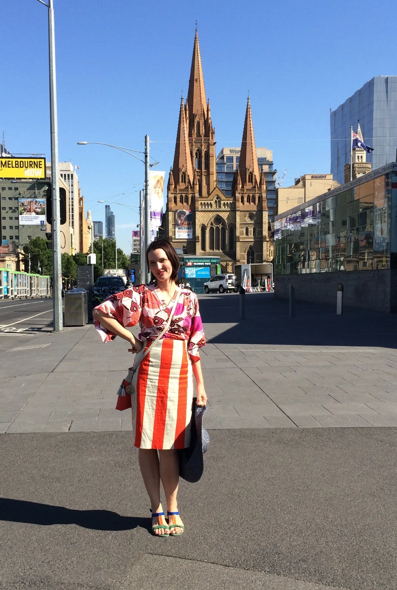 Here I am wearing the Coral Kimono in Melbourne, tucked into a pencil skirt. I always receive comments on this outfit!