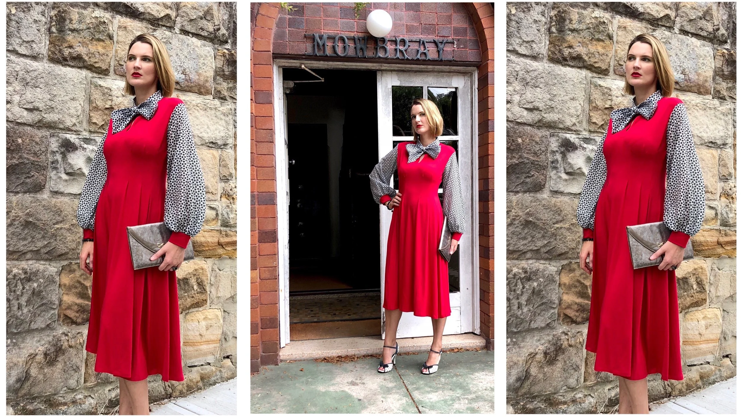 Such a glamorous style that turns heads! Why blend in when you can stand out?! The Red Bow Tie Dress ($240 AUD) featuring a bright red knit body with full gathered sleeves and a glamorous bow tie at the neck in a black and white silk cotton voile. Only FIVE COPIES will be made.