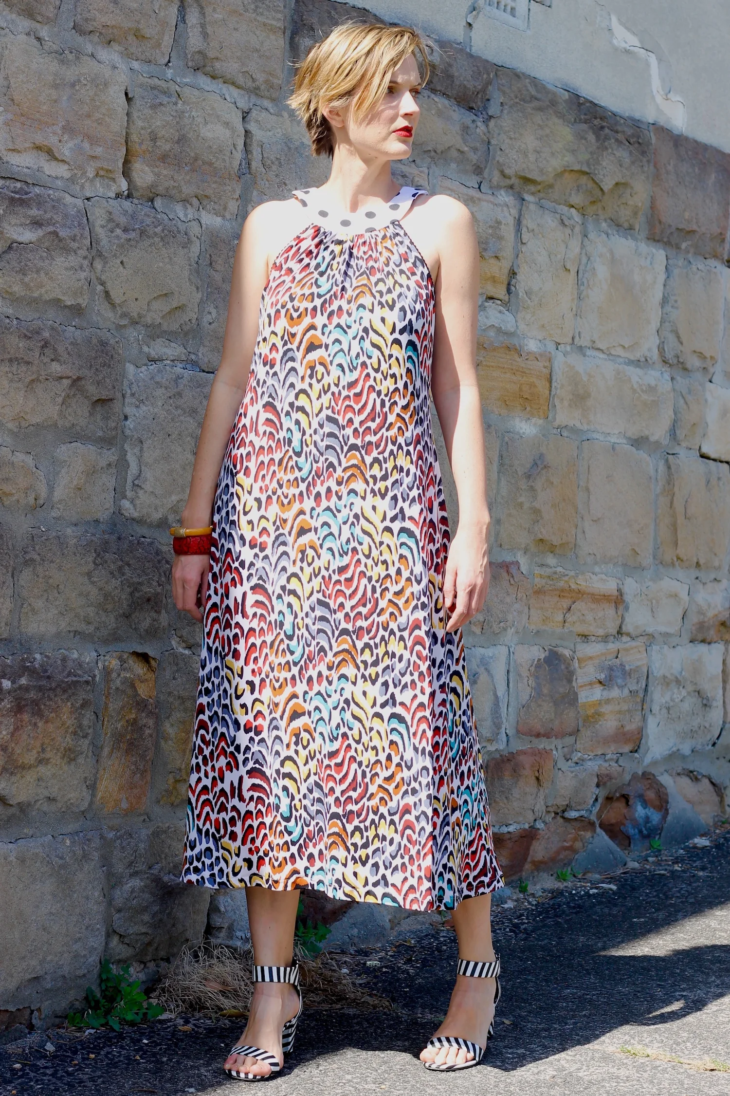 The Multi Coloured Cheetah Maxi Halter Dress