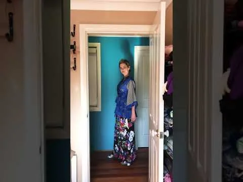 A close look at the Blue Zebra Kimono and the Floral Flared Pants by PenelopeRED