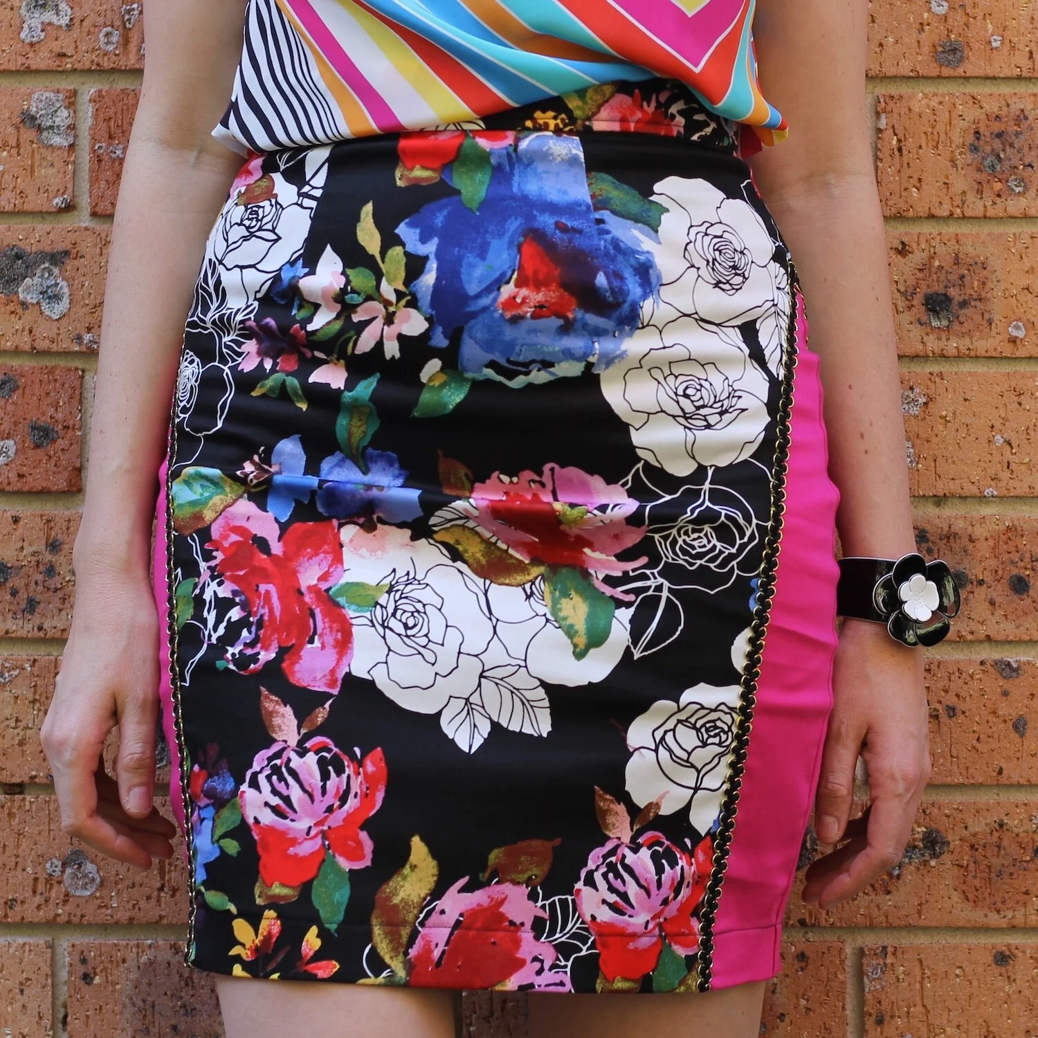 Close Up of the Pink Floral Mini Skirt