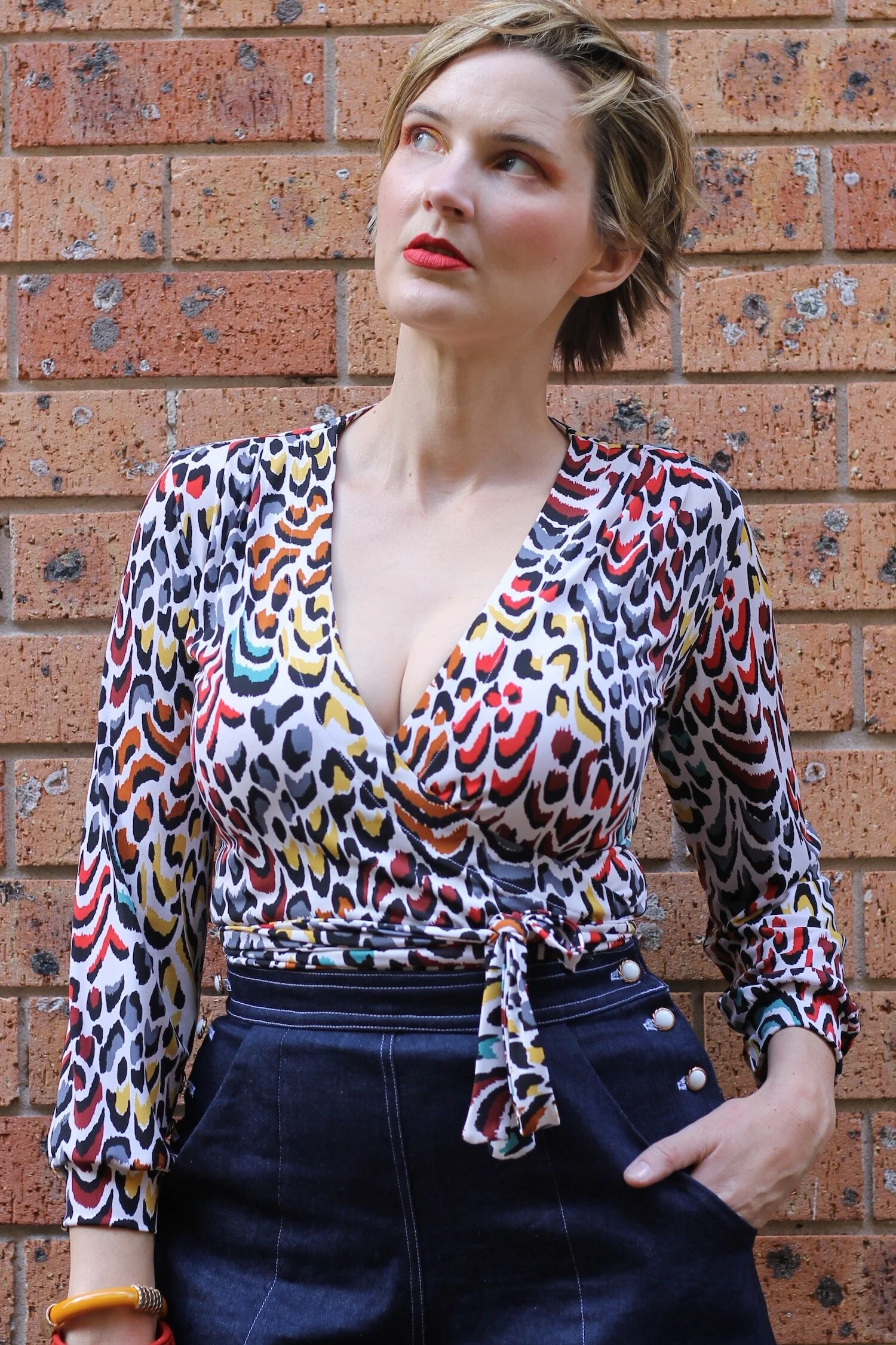 The Multi Coloured Cheetah Wrap Top