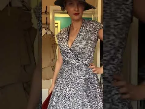 Blue and White Linen Floral Wrap Dress by PenelopeRED