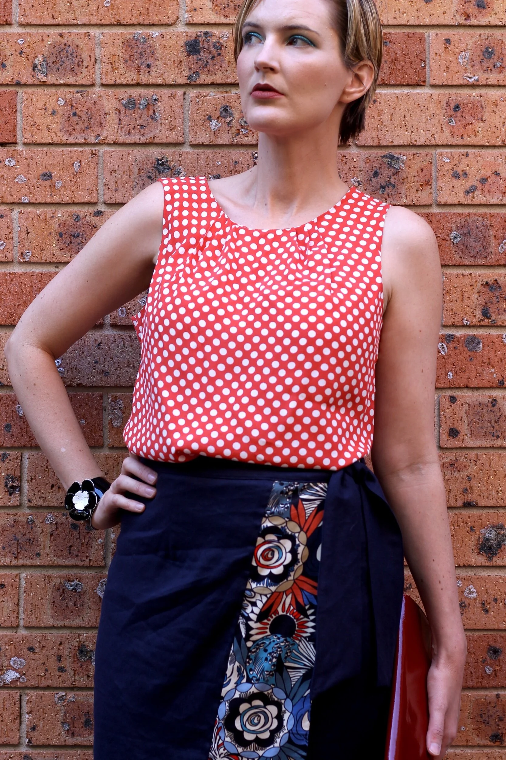 The Red and White Polka Dot Pleated Blouse 