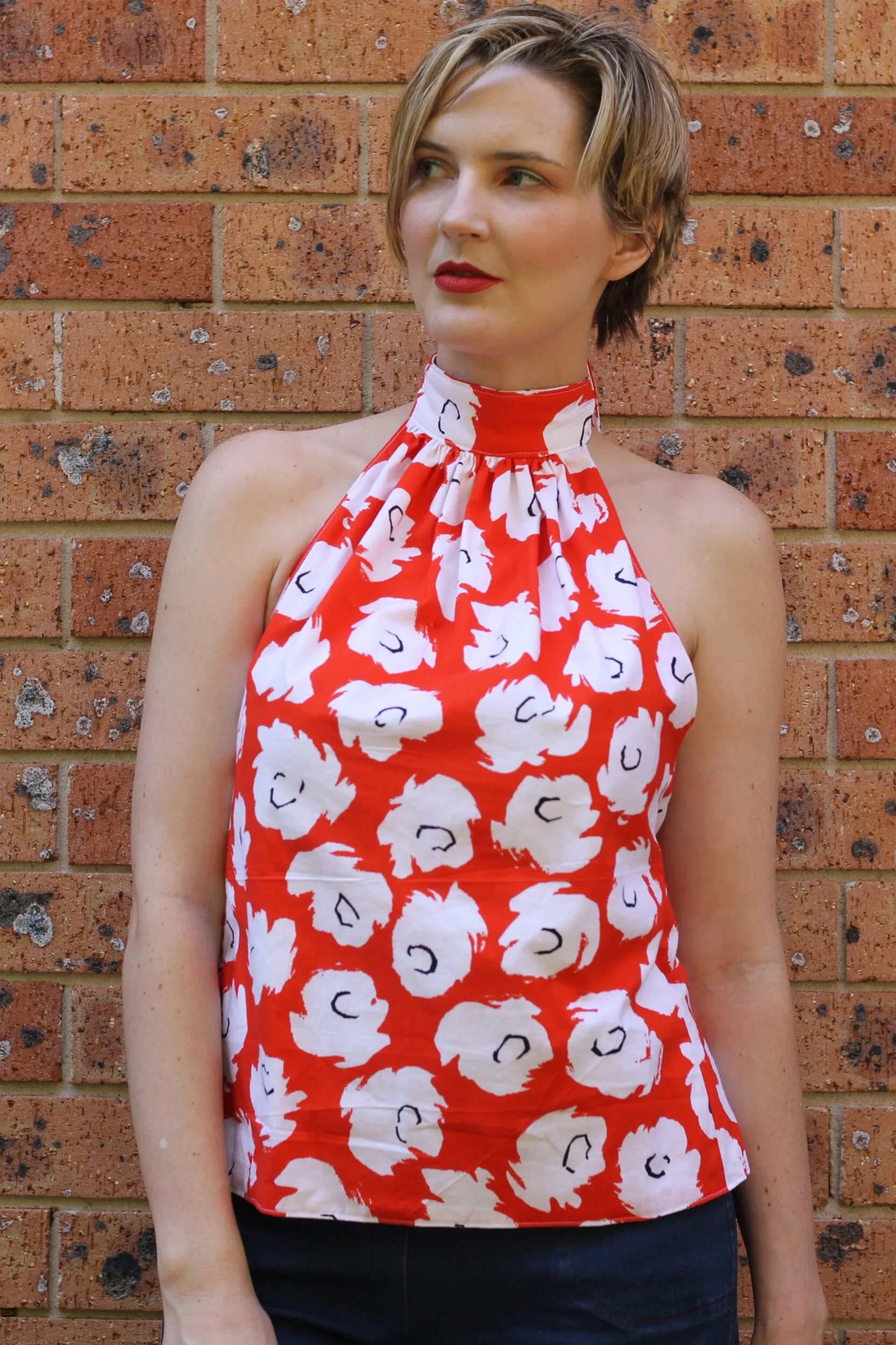 Wrap Around Halter Tops available in assorted fabrics 