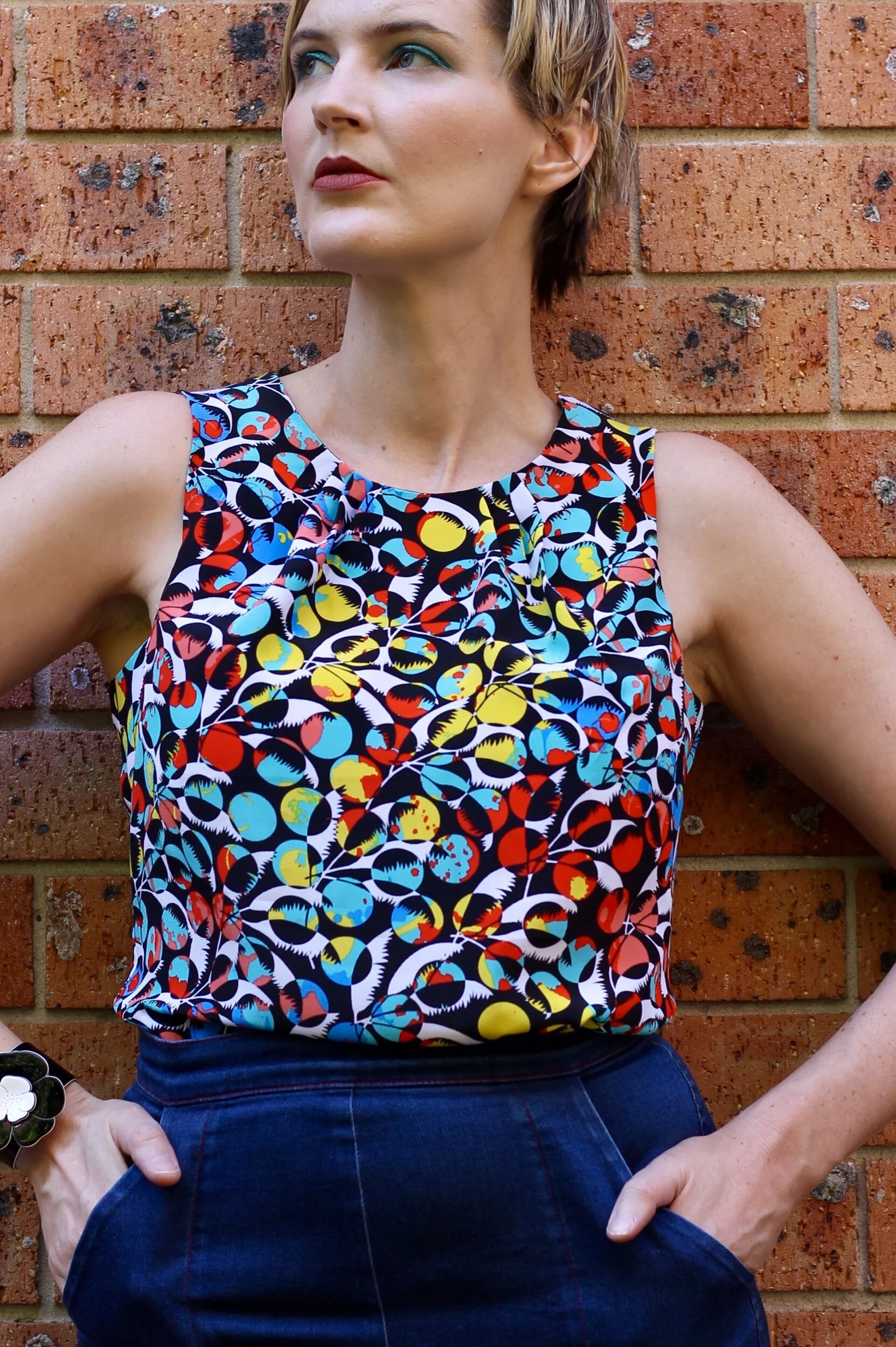 The Multi Dots Silk Pleated Blouse
