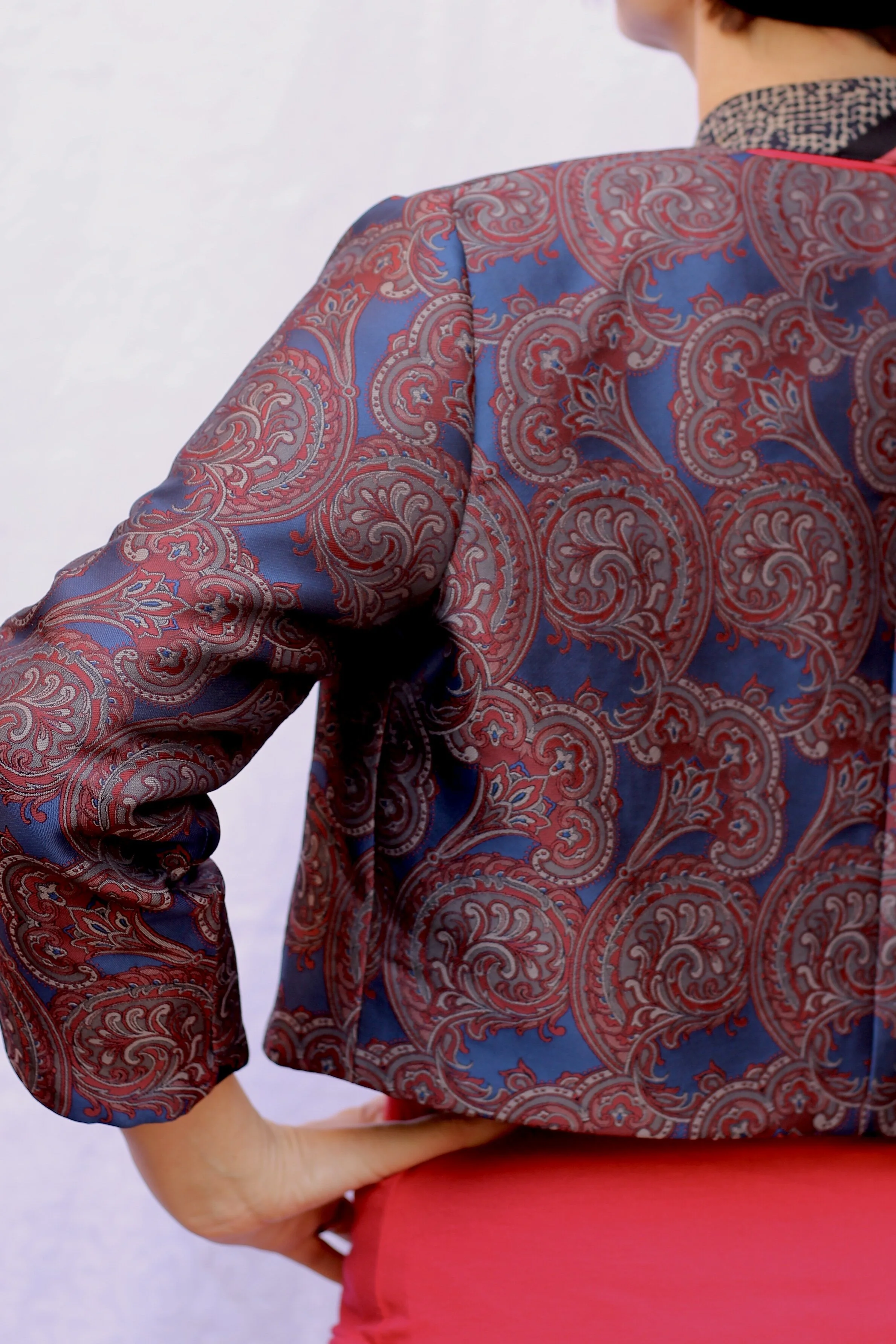 Navy Burgundy Paisley Bolero