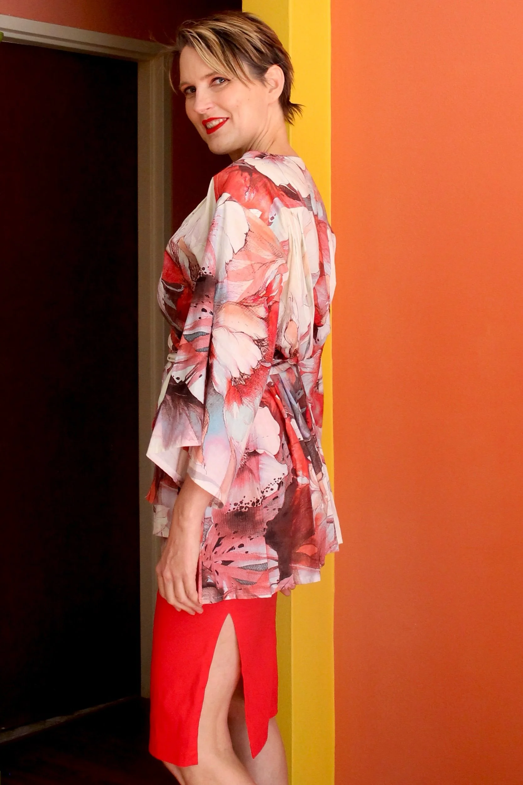 Handmade in Australia, women’s kimono inspired blouse. Perfect for the beach to bar.