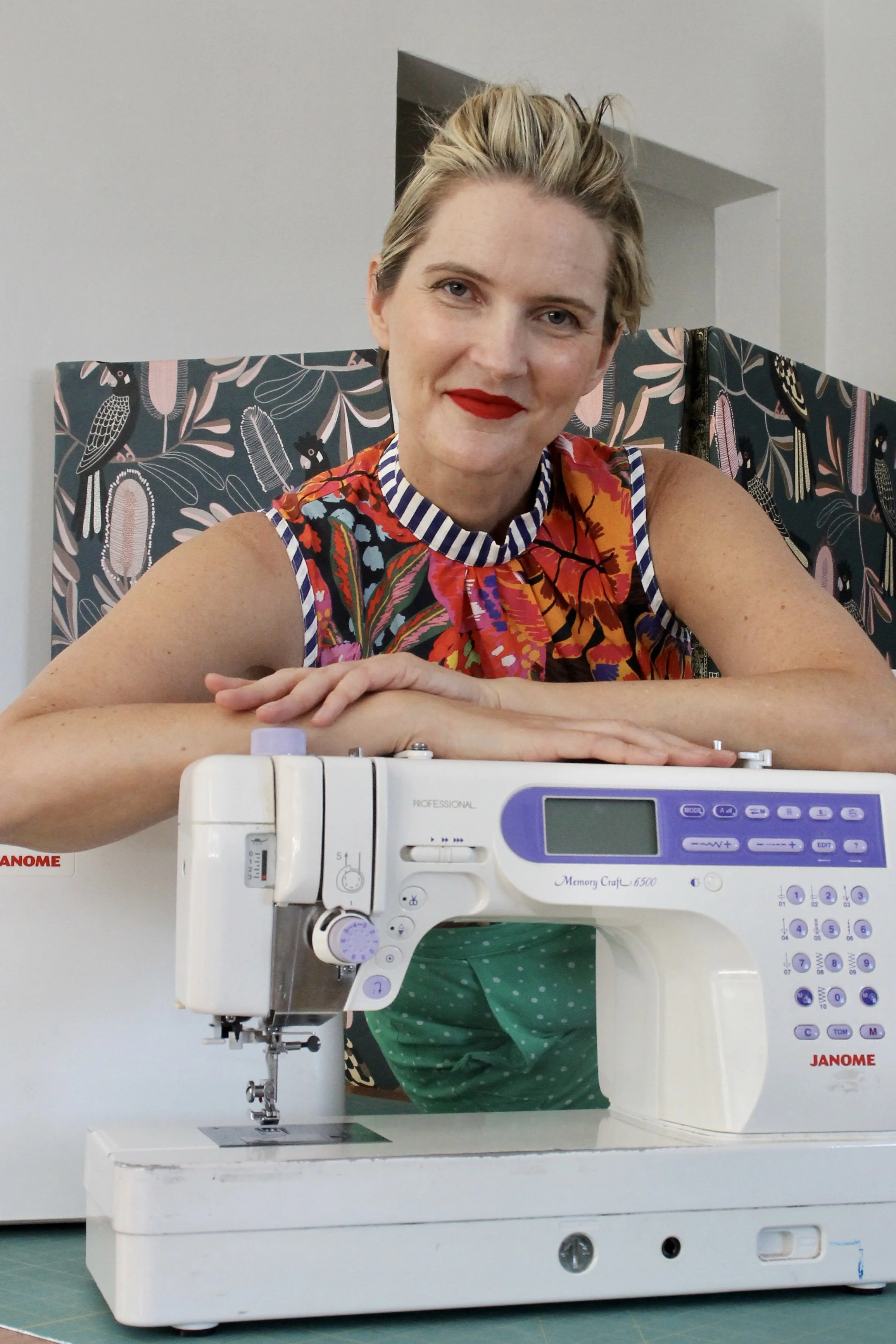 Designer, PenelopeRED, and her sewing machines.