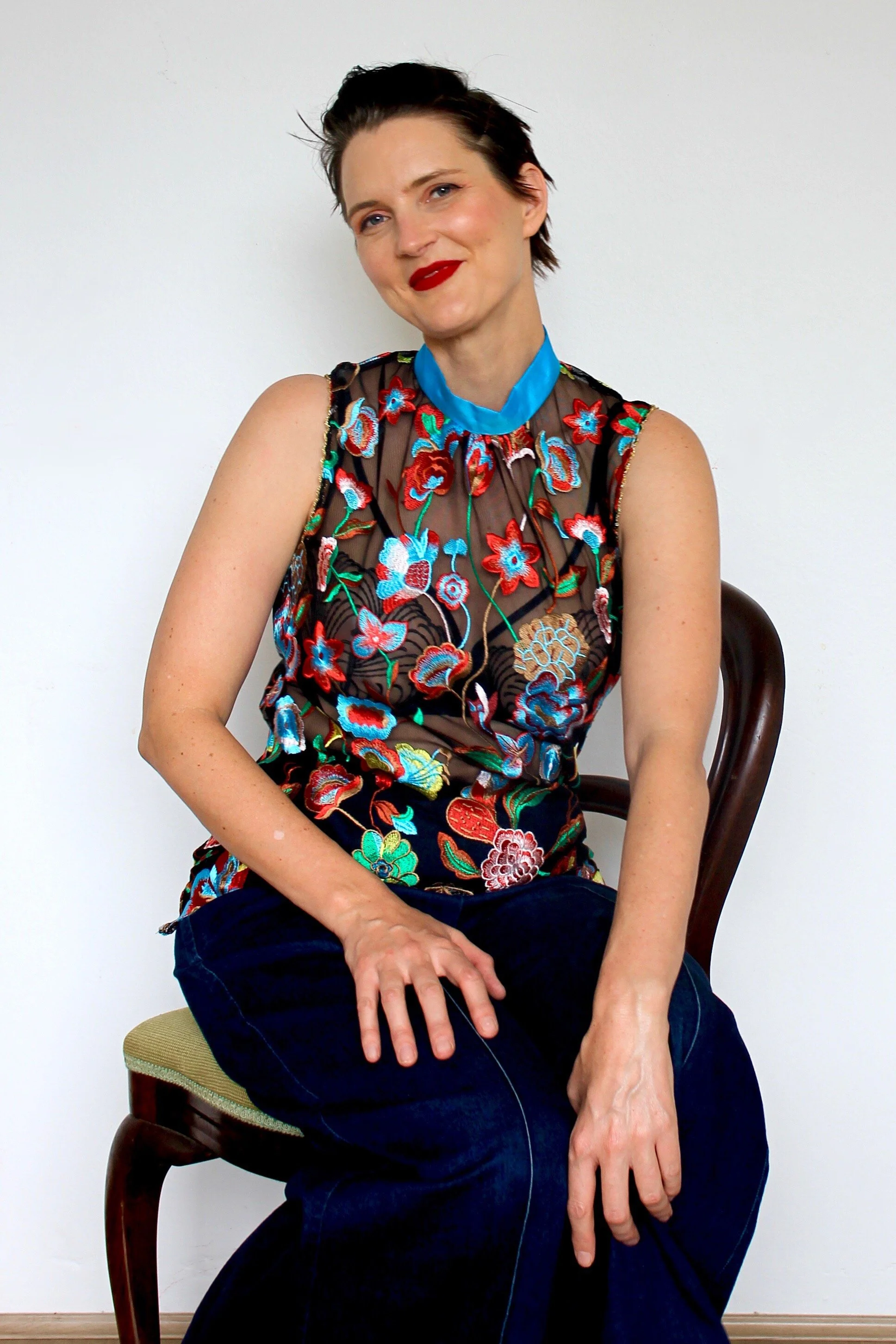 Embroidered Floral Mesh Blouse AU size 10 and 12