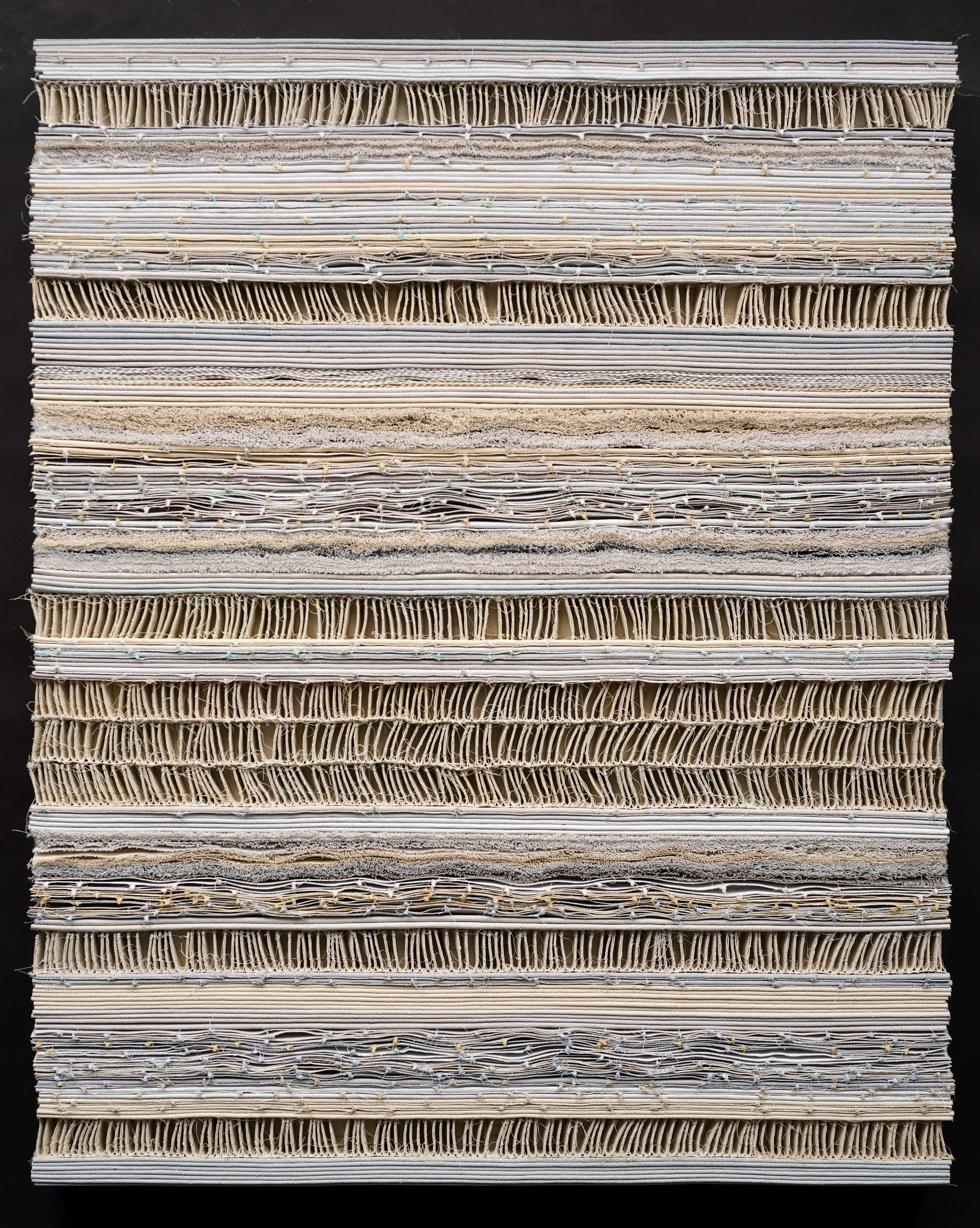 Strata: Core Sample 1 canvas, acrylic, thread 24"w x 30"h x 2"d