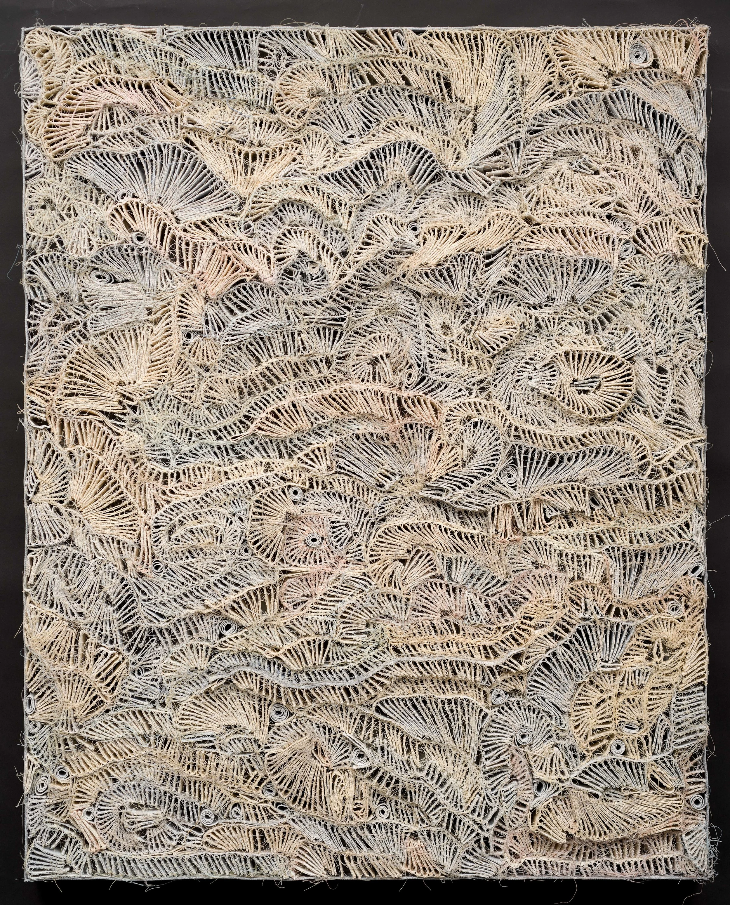 Cellular Landscape (Puzzle) canvas, acrylic, thread 24"w x 30"h SOLD
