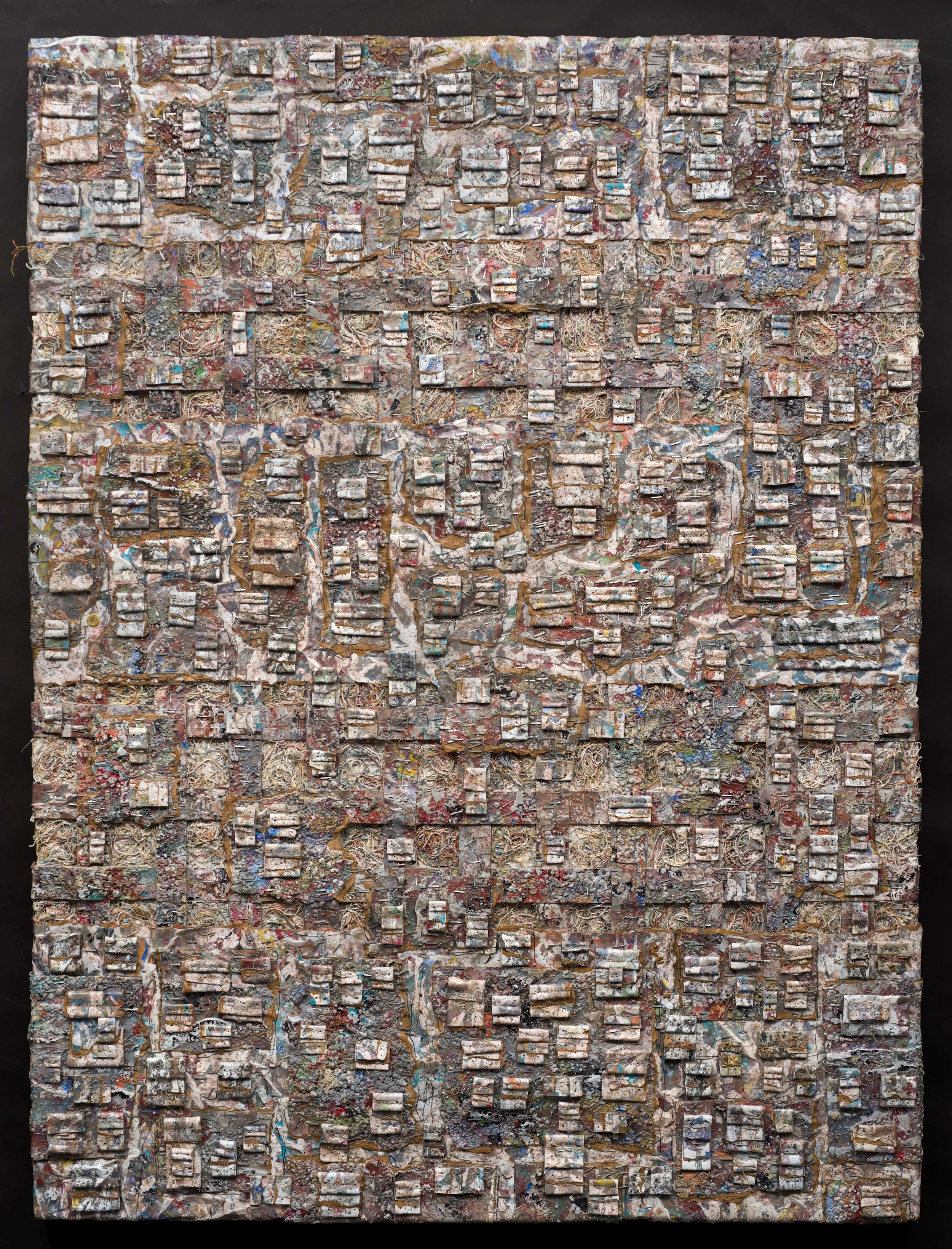GroundWork #3 paper, acrylic, thread, staples, pva glue 30"w x 40"h SOLD