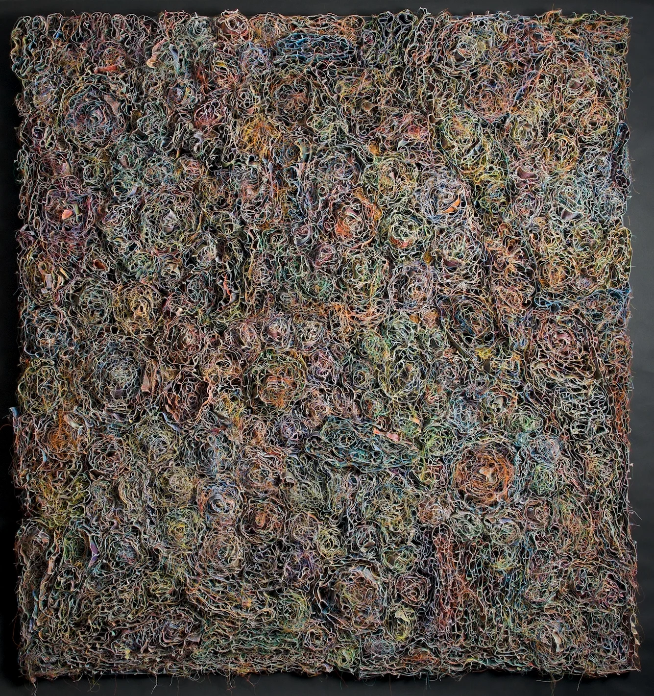   Hidden Garden   canvas, acrylic, thread, pva glue, bobby pins  75"h x 71"w x 2"d  SOLD 