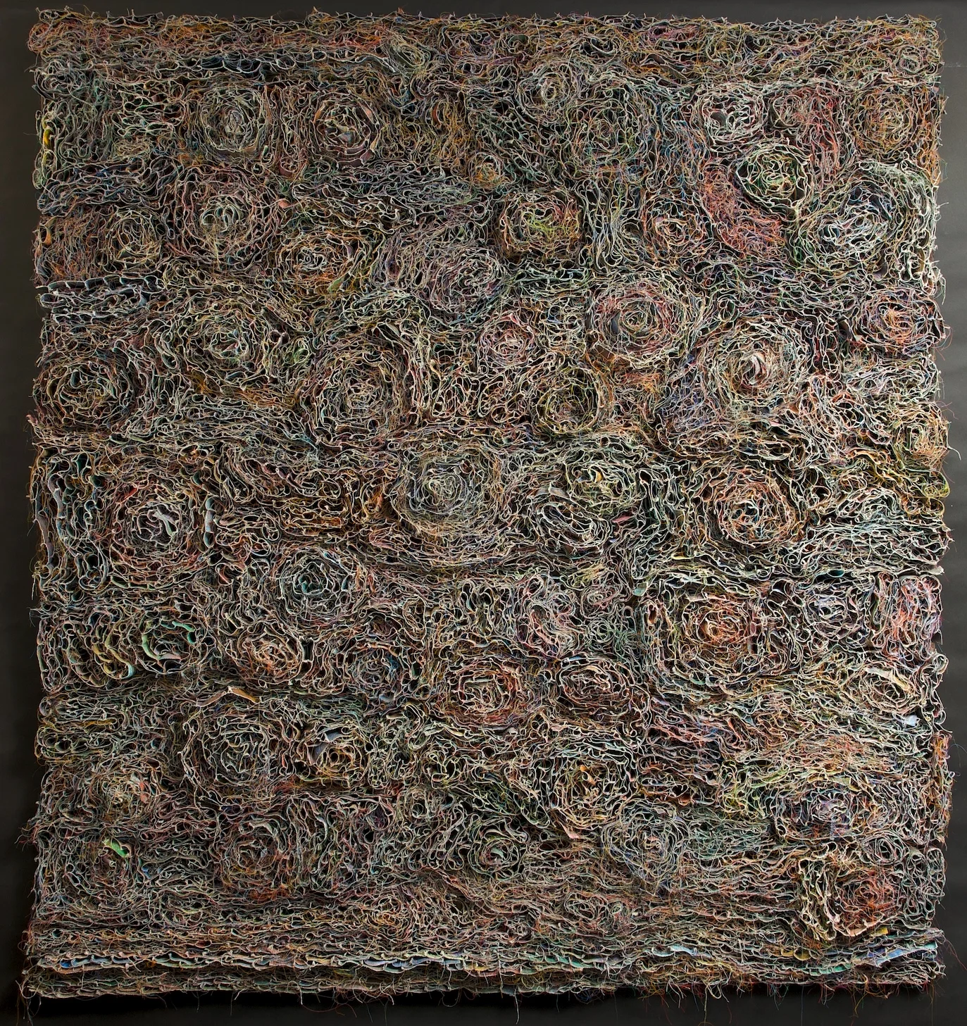   Turbulent Waters   acrylic on canvas, thread, bobby pins, pva glue  75"h x 70"w x 2"d  SOLD 