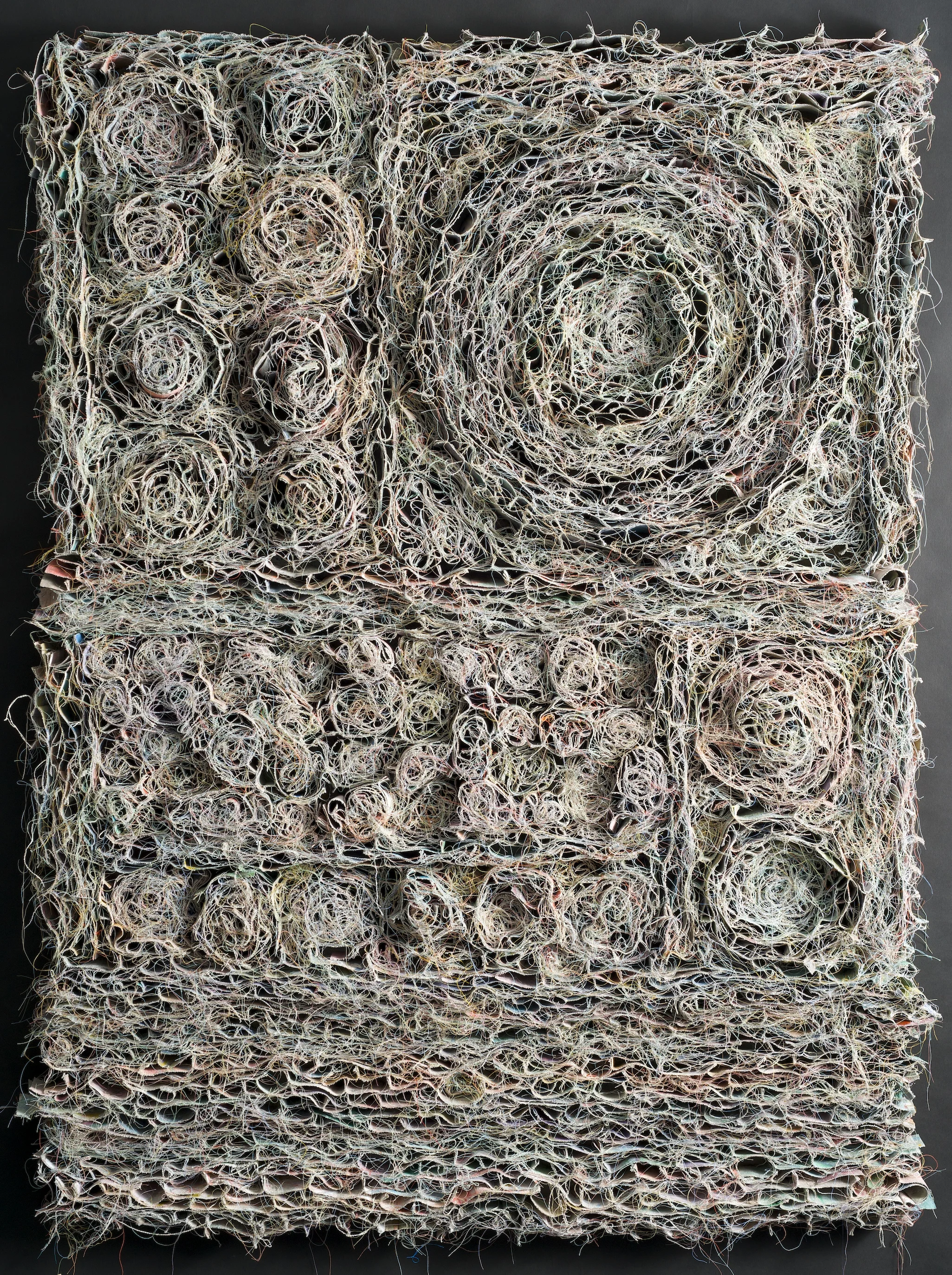   Composition #2   canvas, acrylic paint, thread  48"h x 36"w x 2"d 