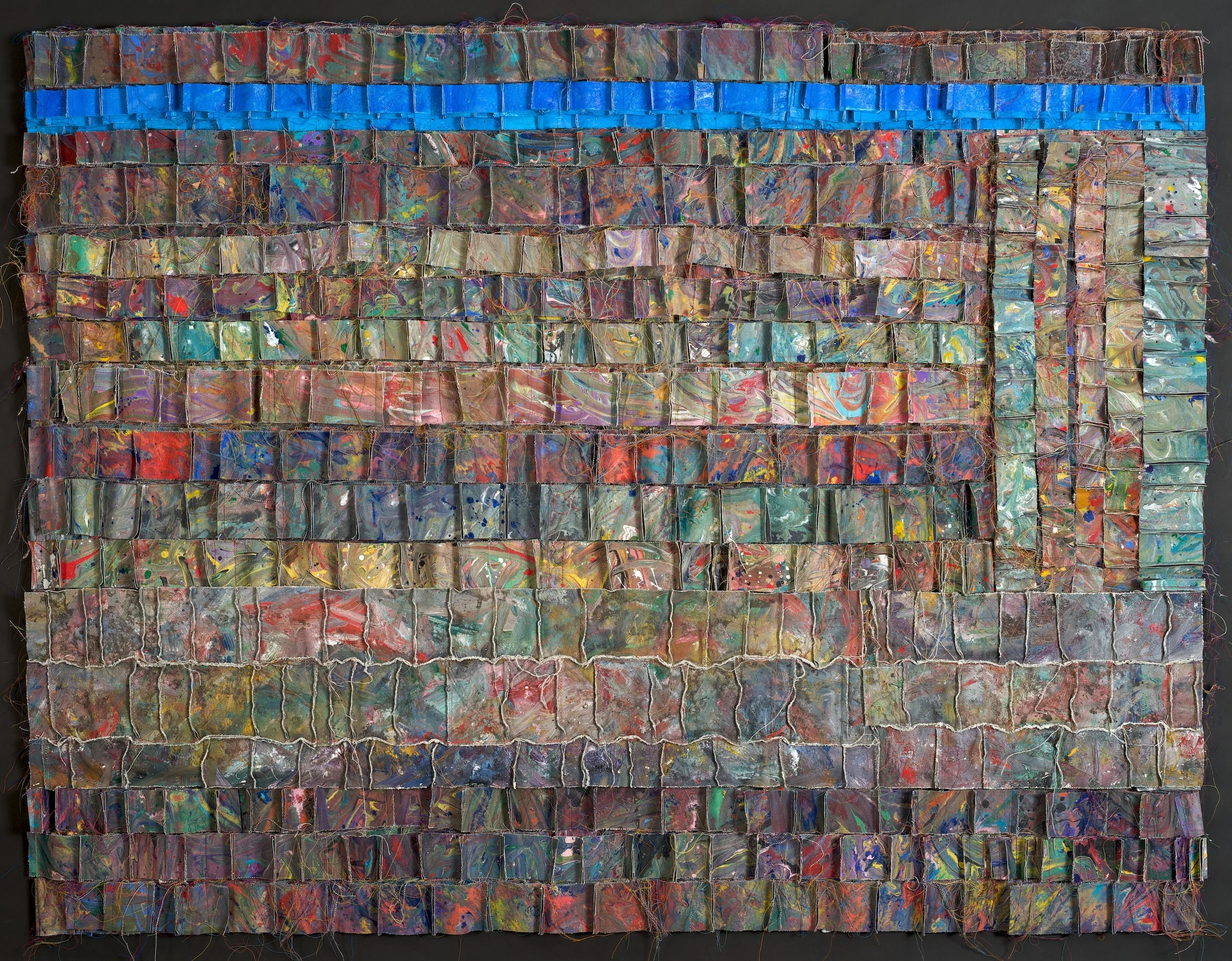   Ground, Sky   canvas, acrylic, thread  43"h x 56"w x 1 1/2"d  SOLD 