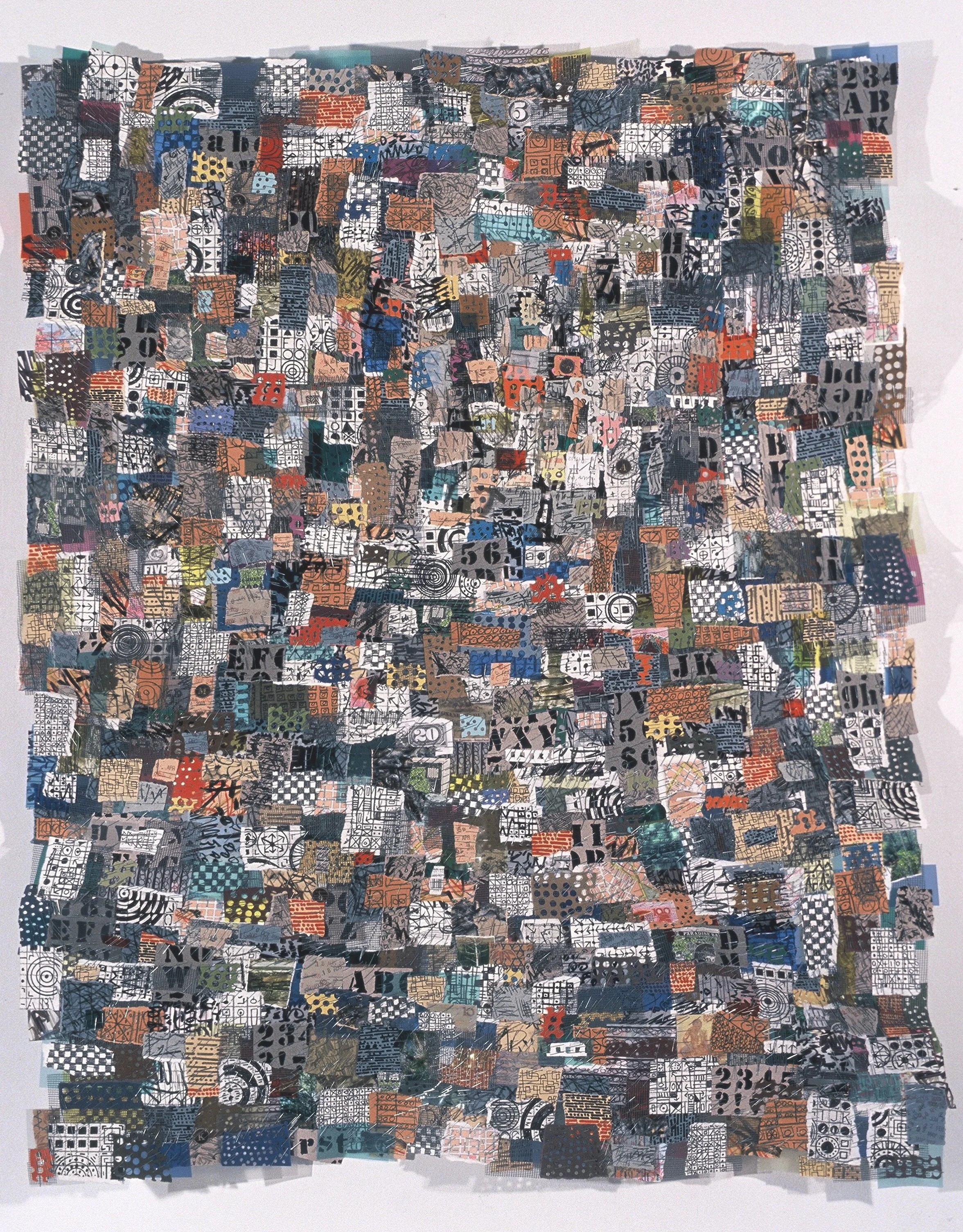   Paper Quilt   paper, graphite, ink, charcoal, duralar, staples  4'h x 3'w  SOLD 