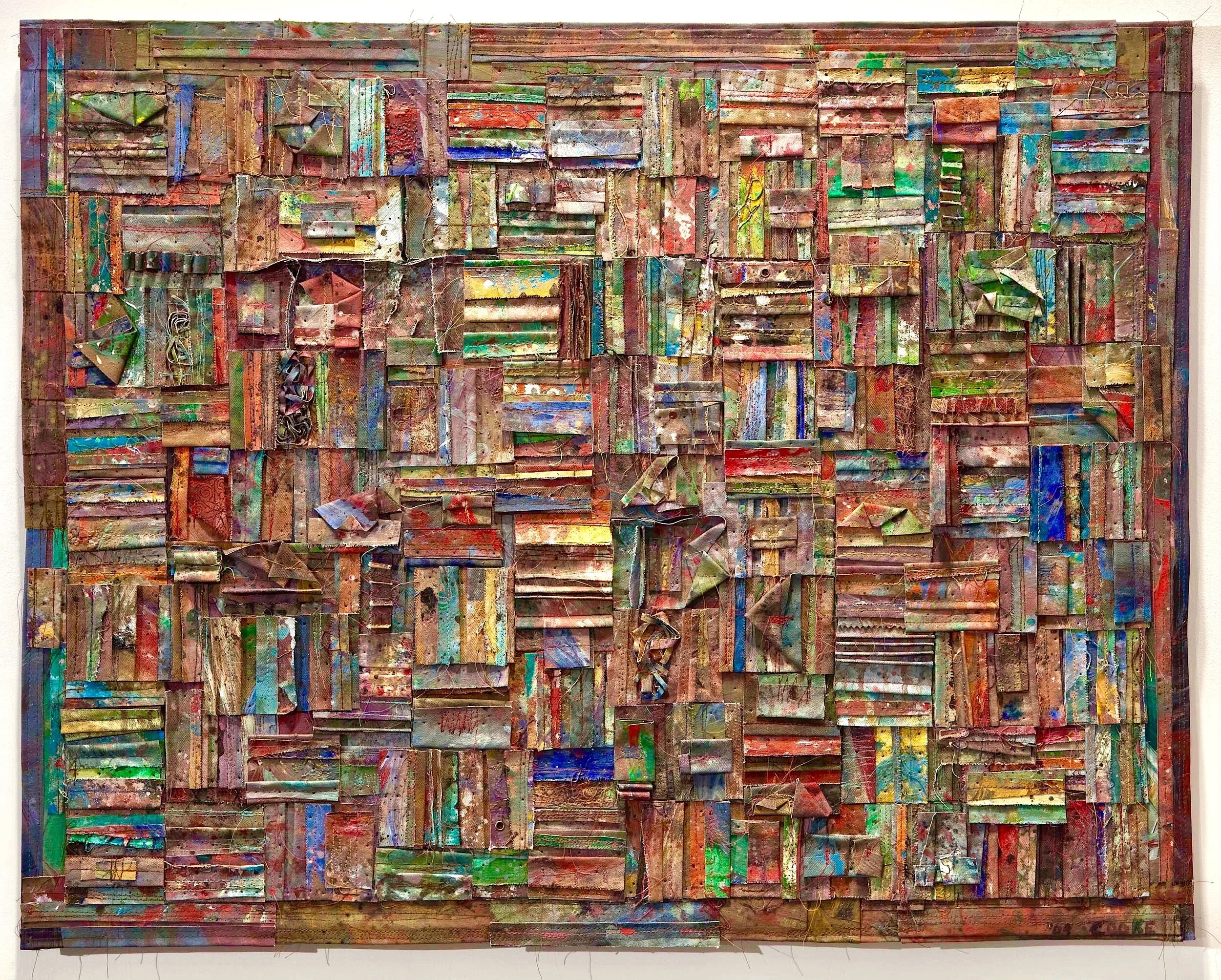  City Rhythms Quilt  acrylic-painted canvas, thread  24”h x 32”w  SOLD 