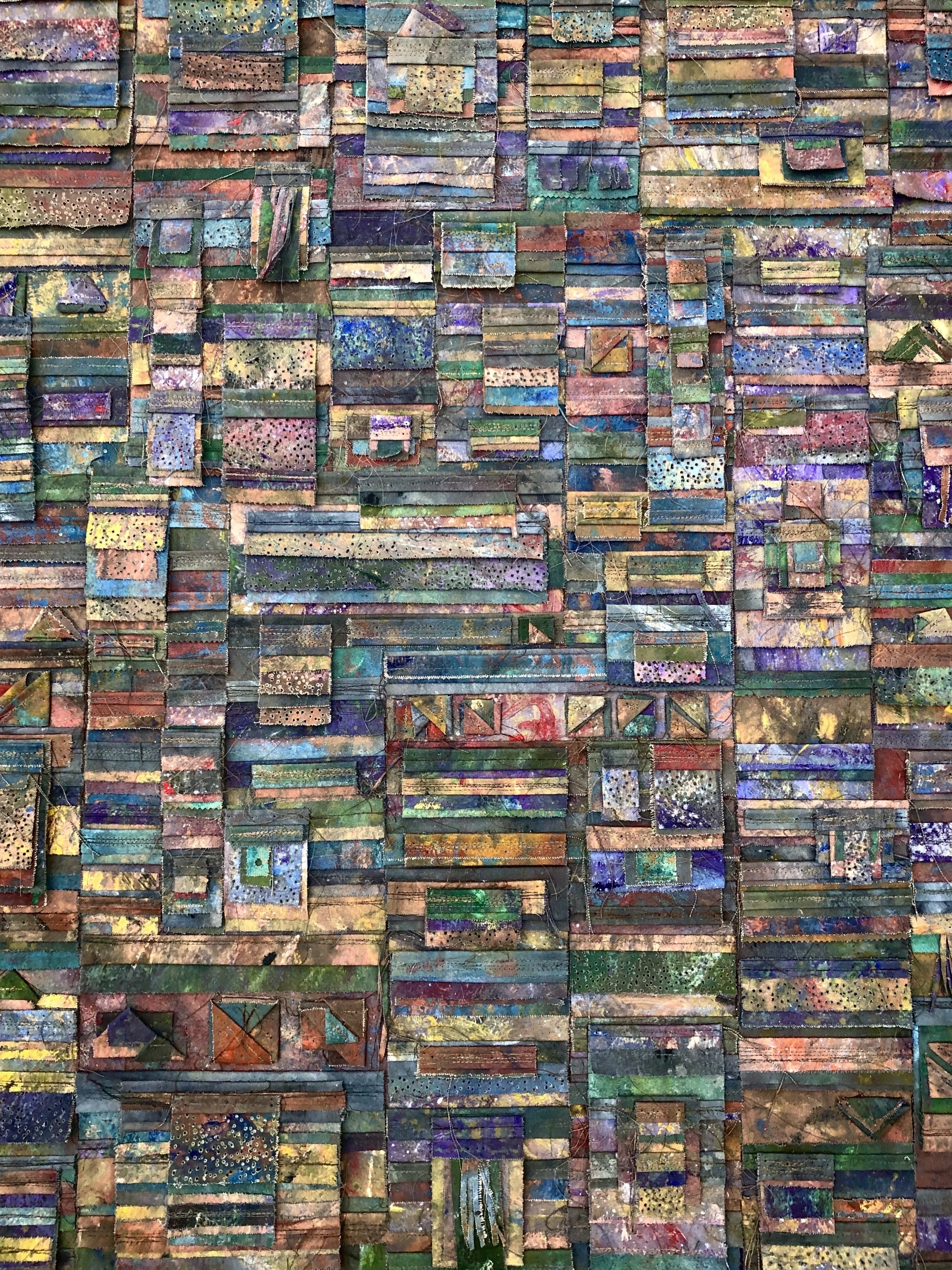   Reveal #1    2022  acrylic-painted canvas, thread  48”h x 36”w   