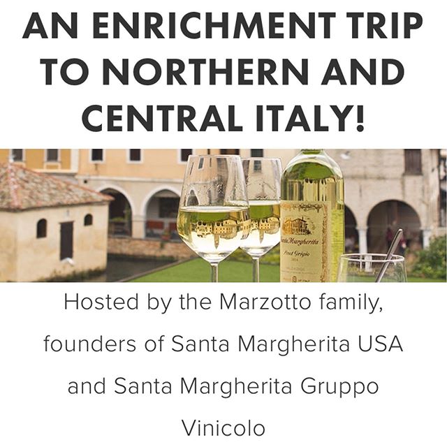 Apply now for this great opportunity to see the wines of Italy first hand! Thank you to @santamargheritawines For an amazing opportunity. Check out our website for the application and requirements. Itinerary includes touring wineries, vineyards, culi