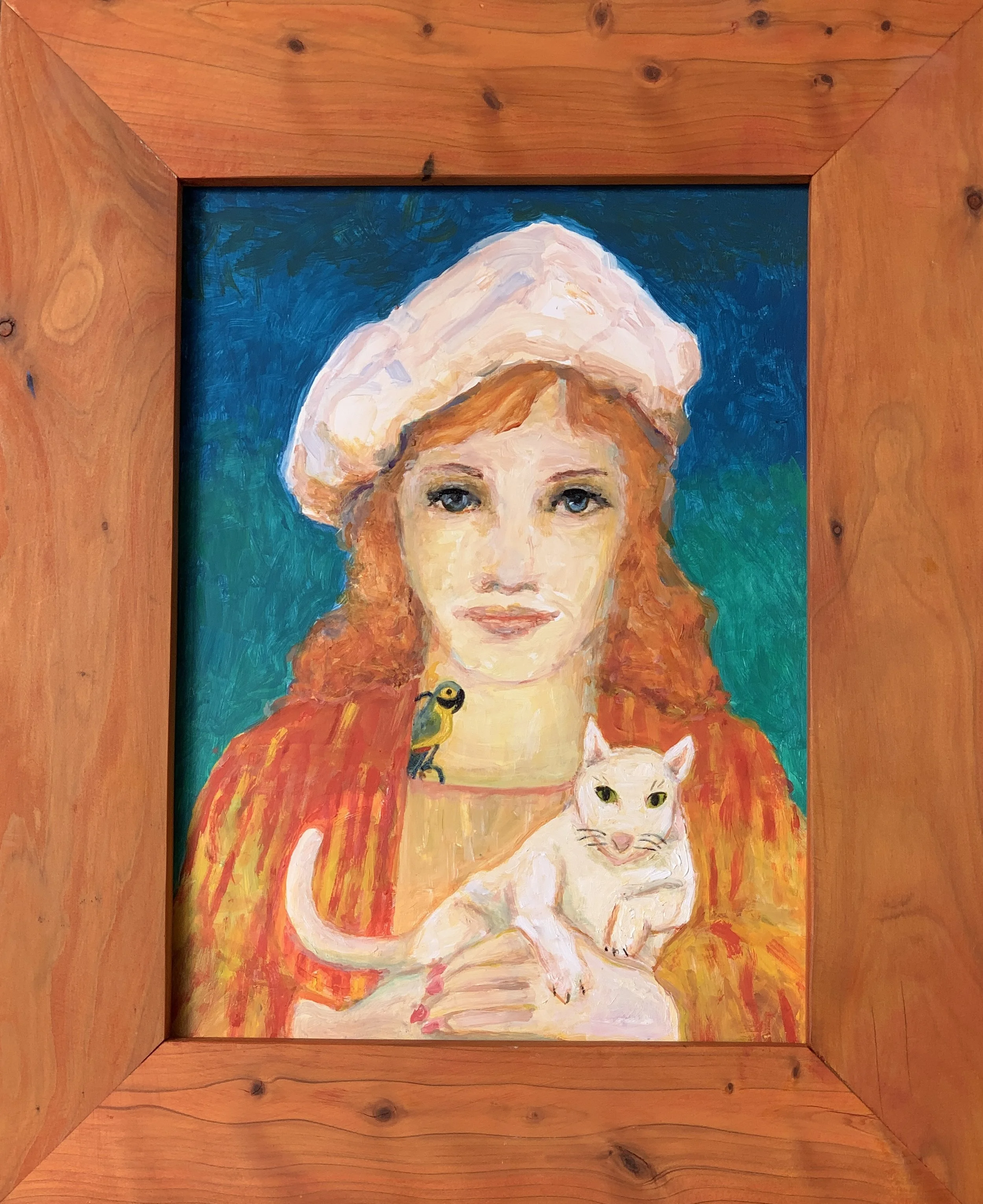 SOLD: "Portrait of a Woman with a White Cat"