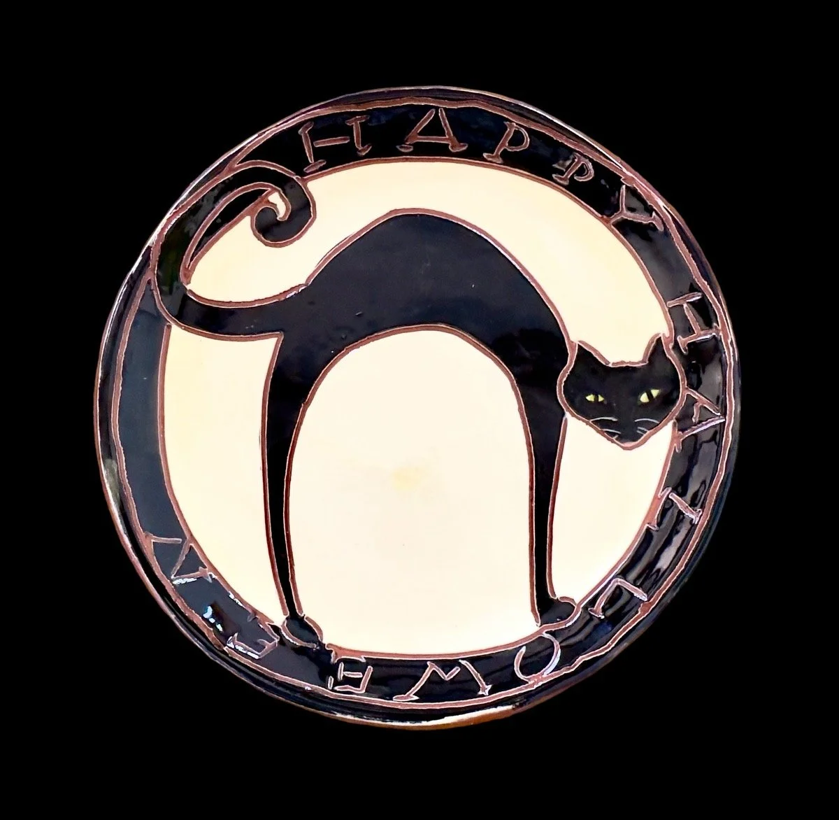 Halloween Cat Plate White Background