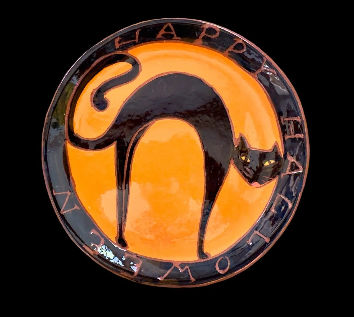 Halloween Cat Plate Orange Background #3