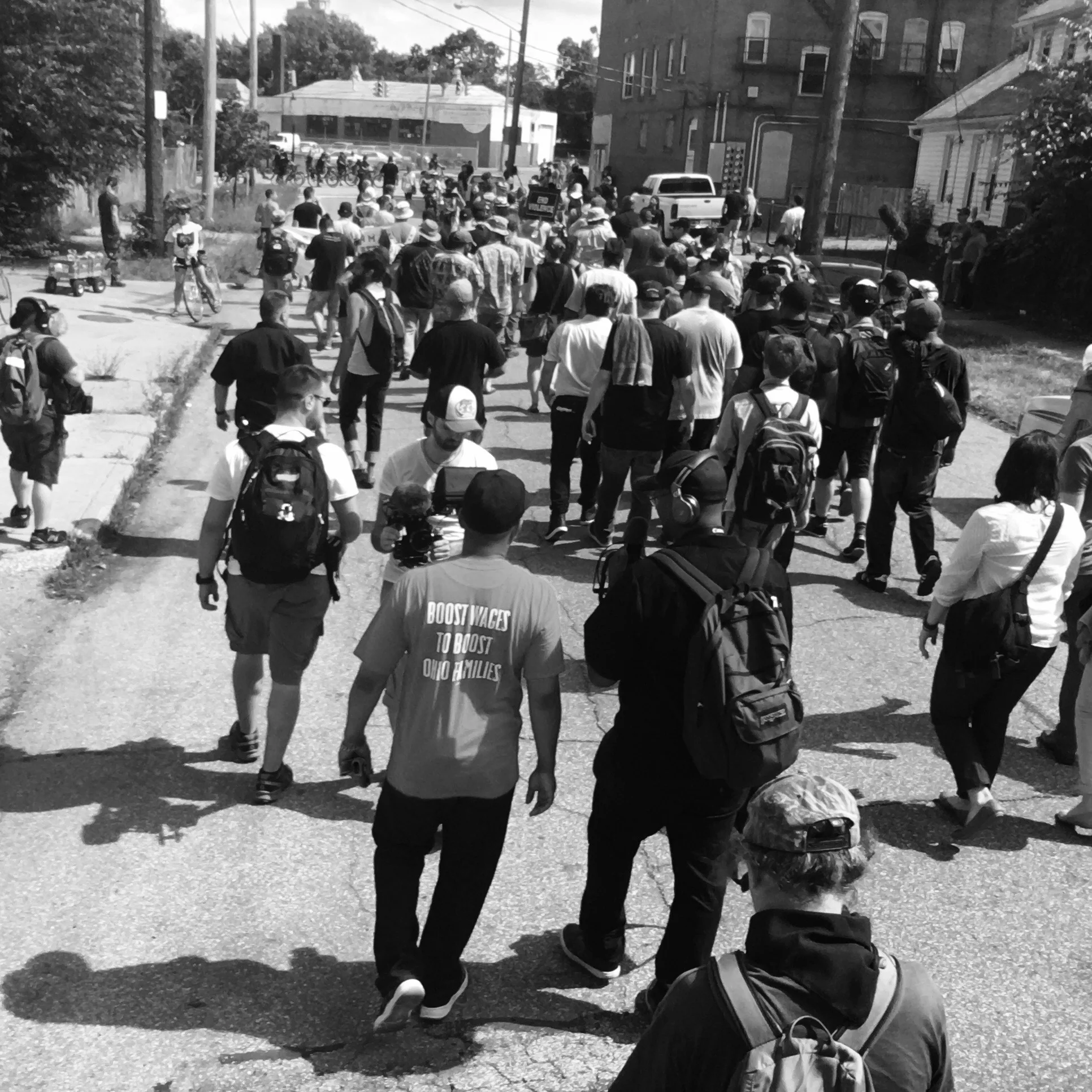 A protest march through Chinatown following a performance by Chuck D and Prophets of Rage.