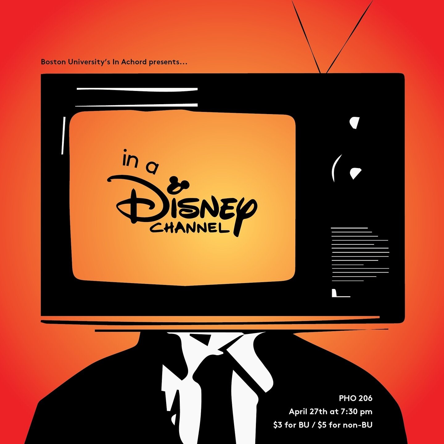 Our Spring 2024 Final Concert is less than a week away, and you definitely don&rsquo;t want to miss this one! 

Join us this Saturday 04/27 at 7:30pm in PHO 206 for our Disney Channel Movie themed final concert. We will be performing our entire Sprin