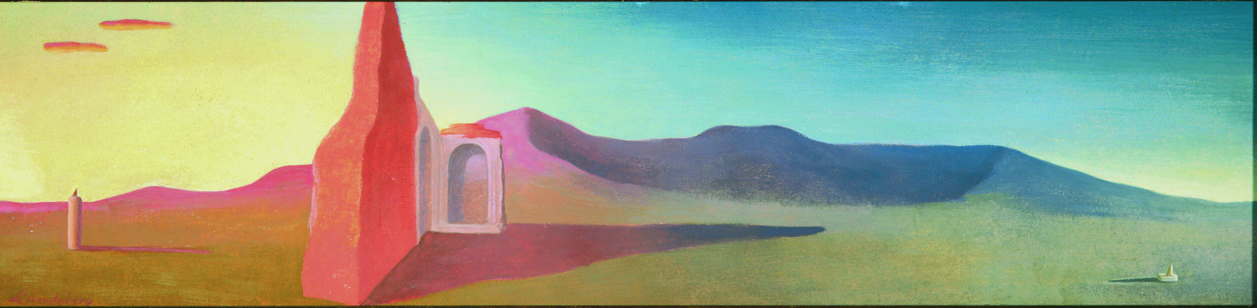 Sundial , 1934 Oil on masonite 7 7/8 x 30 inches; 20 x 76.2 centimeters