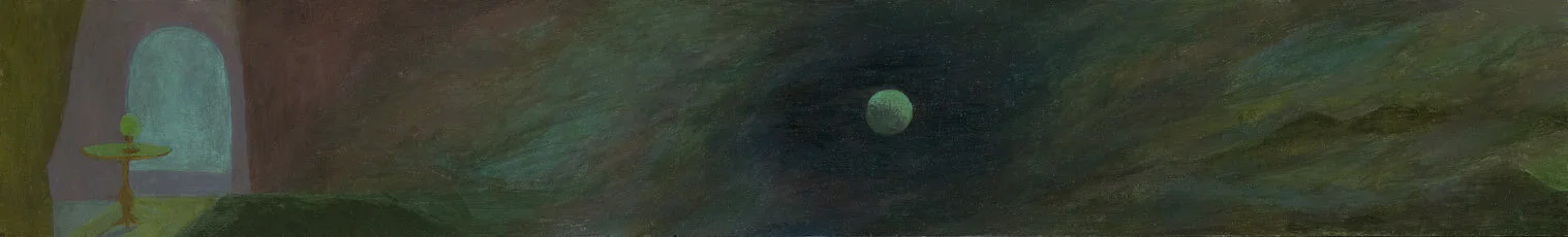 Inner/Outer Space , circa 1943 oil on board 6 x 39 inches; 15.2 x 99.1 centimeters