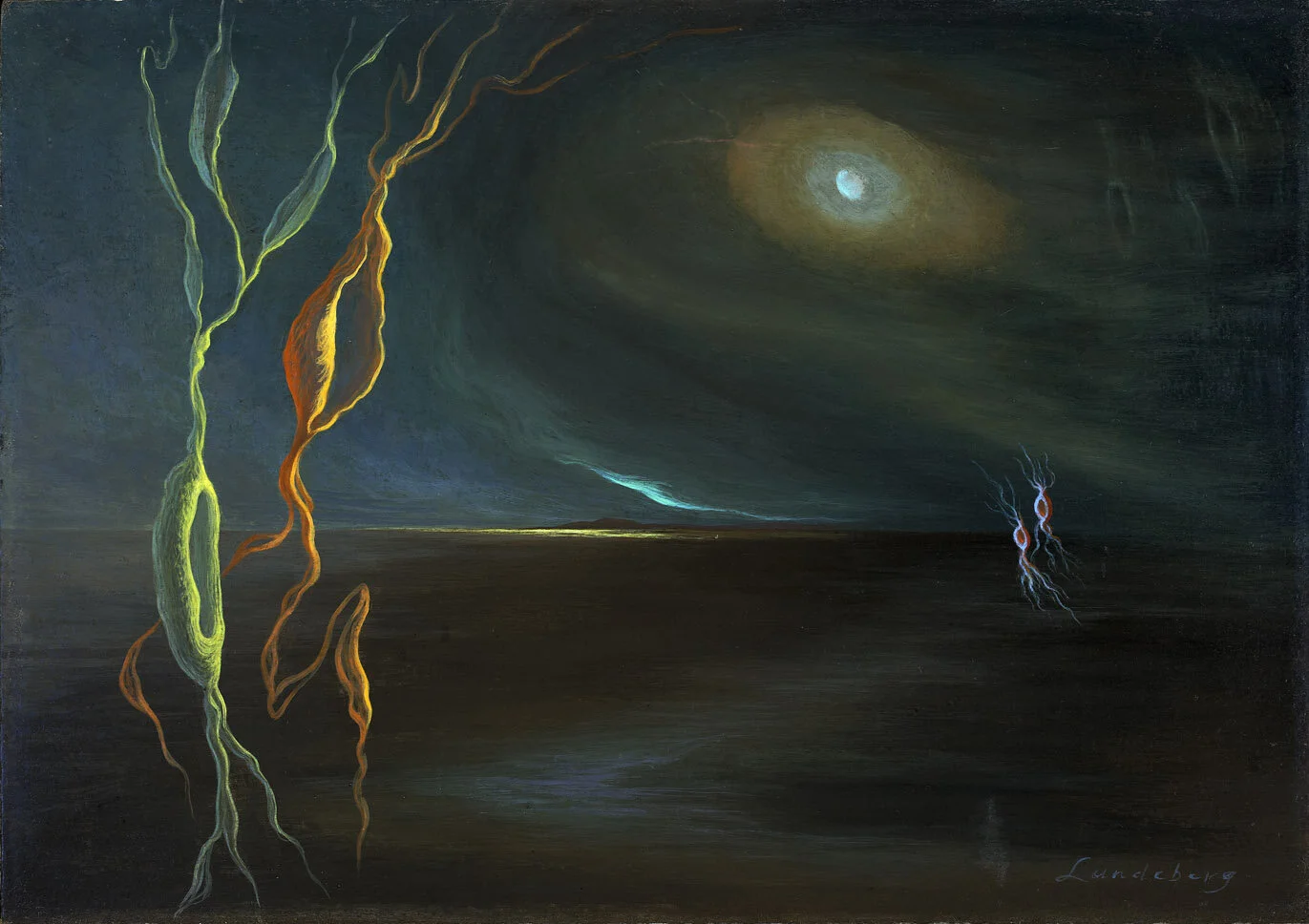 Inner/Outer Space , circa 1943 oil on board 6 x 39 inches; 15.2 x 99.1 centimeters