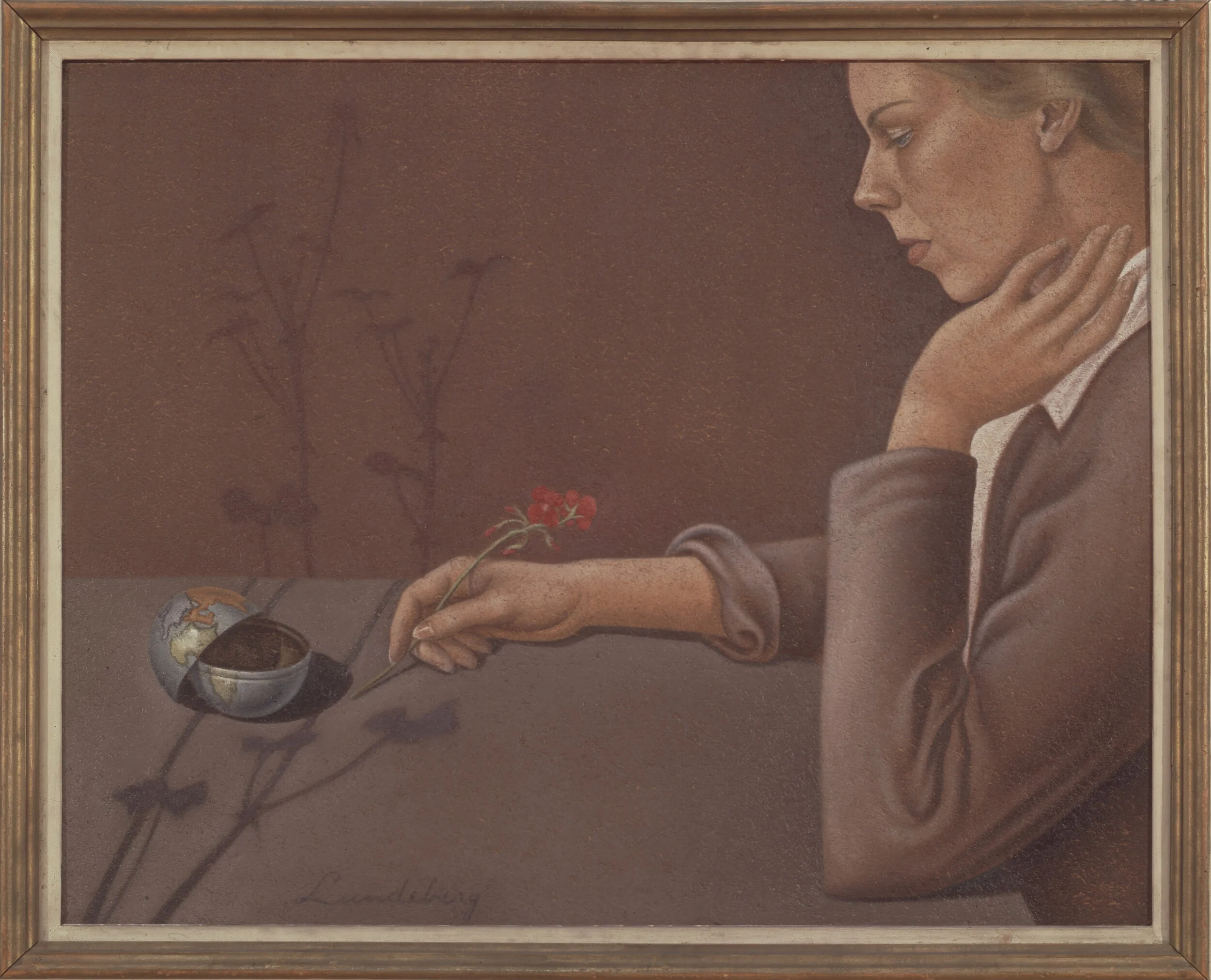 Artist, Flowers, and Hemispheres , 1934 oil on Celotex 24 x 30 inches; 61 × 76.2 centimeters