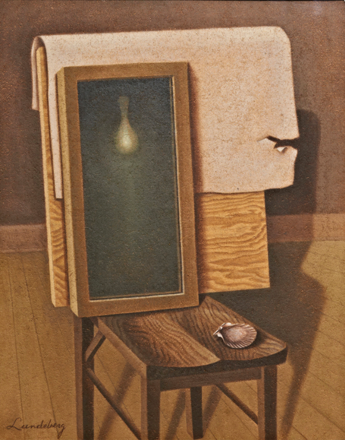 The Mirror (Enigma) , 1934 oil on canvas 37.75 x 31.75 inches; 95.885 x 80.645 centimeters Nora Eccles Harrison Museum of Art, Utah State University