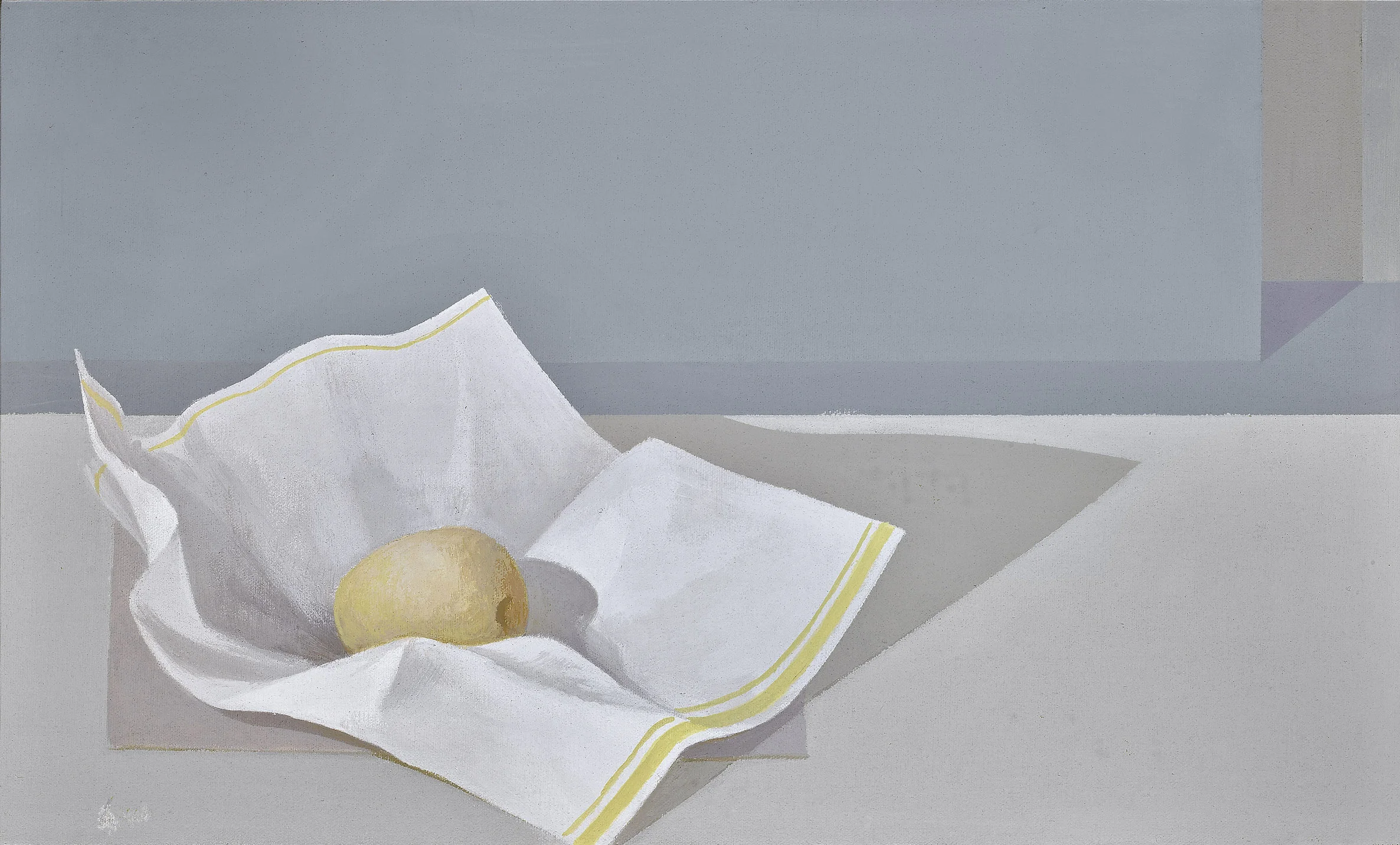 Still Life with One Fruit , 1975 acrylic on canvas 12 x 20 inches; 30.5 x 50.8 centimeters Private Collection