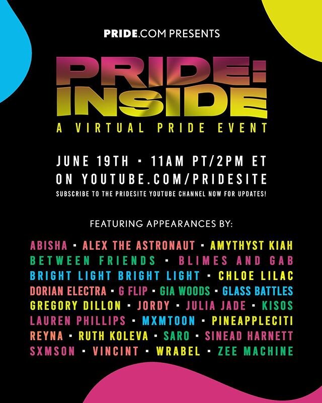 hey friends i wanted to post about this great event I had the honor of being a part of through @pride_site. it&rsquo;s a virtual pride concert on june 19th and is meant to provide a space for LGBTQ+ folks to celebrate remotely&mdash; and there are ma