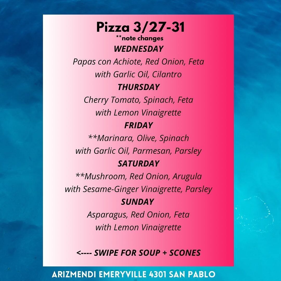 🚨MENU CHANGE🚨 Slight change to this week&rsquo;s pizza menu for Friday &amp; Saturday. Thanks for understanding!