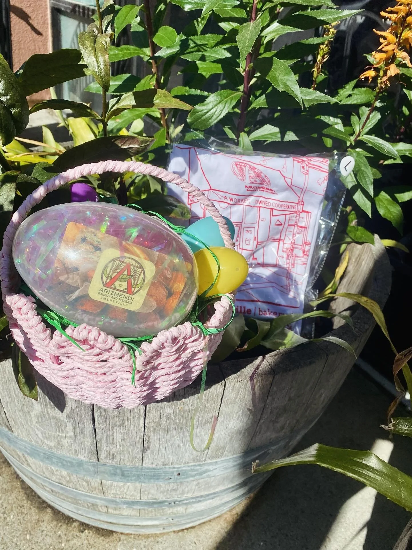 Looking for something different to fill your Easter baskets this year? Hop on over to Arizmendi Emeryville for one of our gift cards, one of our newest designs of tshirts(available in red/white or yellow/dark green), or a pack of our delicious Easter