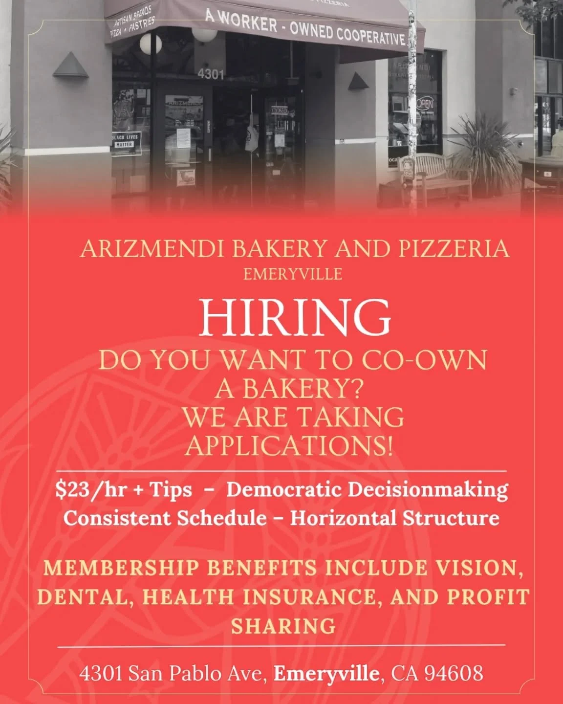 We are taking applications! Apply for a candidacy for co-ownership. Full time only, must have availability weekends and early morning. Application link in bio