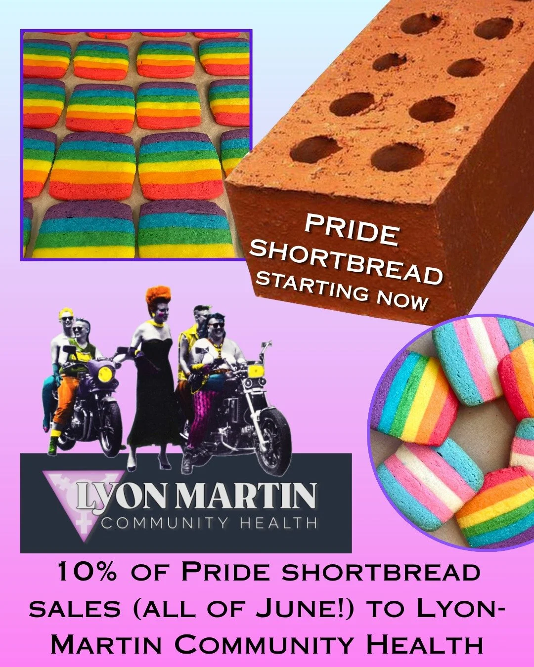 Be proud. We now have 🏳️&zwj;🌈rainbow Pride and 🏳️&zwj;⚧️trans Pride shortbread on shelves and in 4-packs until the end of the month! 
10% of all Pride Shortbread sales will go to Lyon-Martin Community Health center. @savelyonmartin